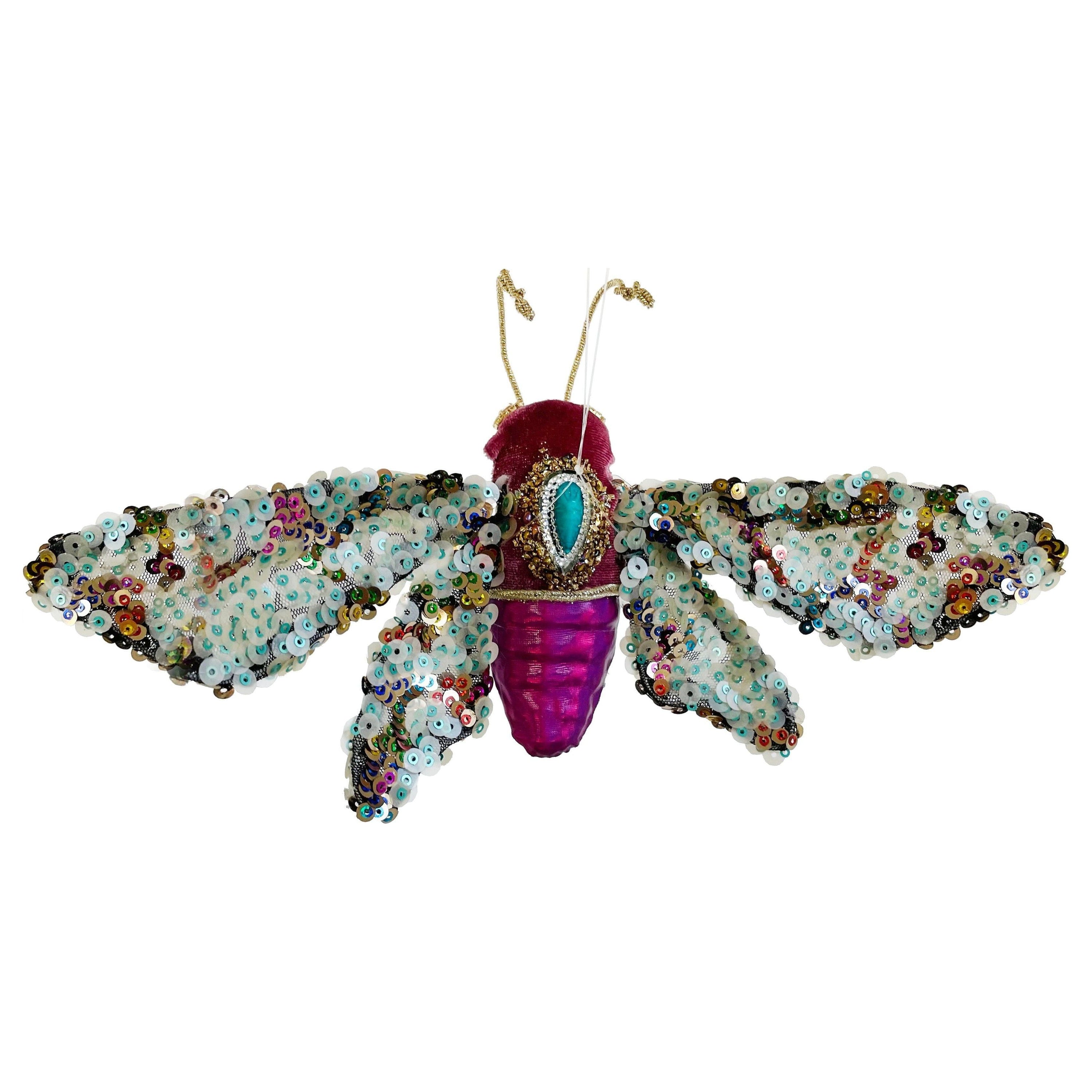 Naktinis laumžirgis, violetinis, žalias, Kalėdinis žaisliukas 25cm
