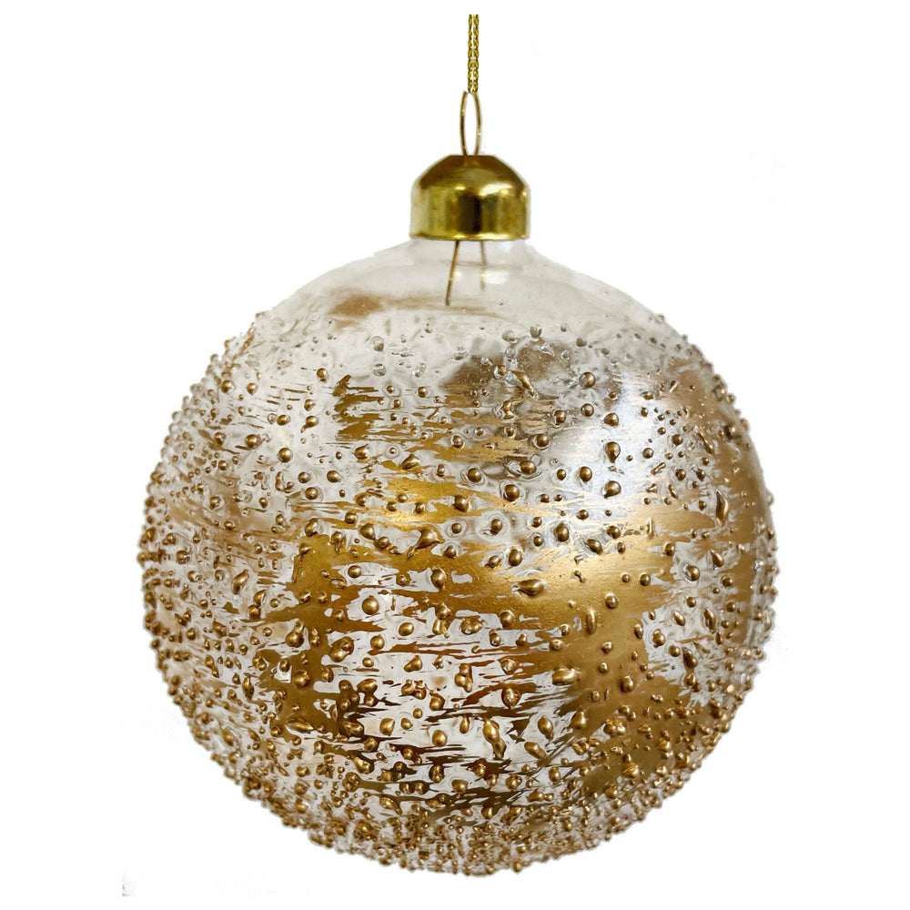 Glass bauble buffed with gold paint 8cm