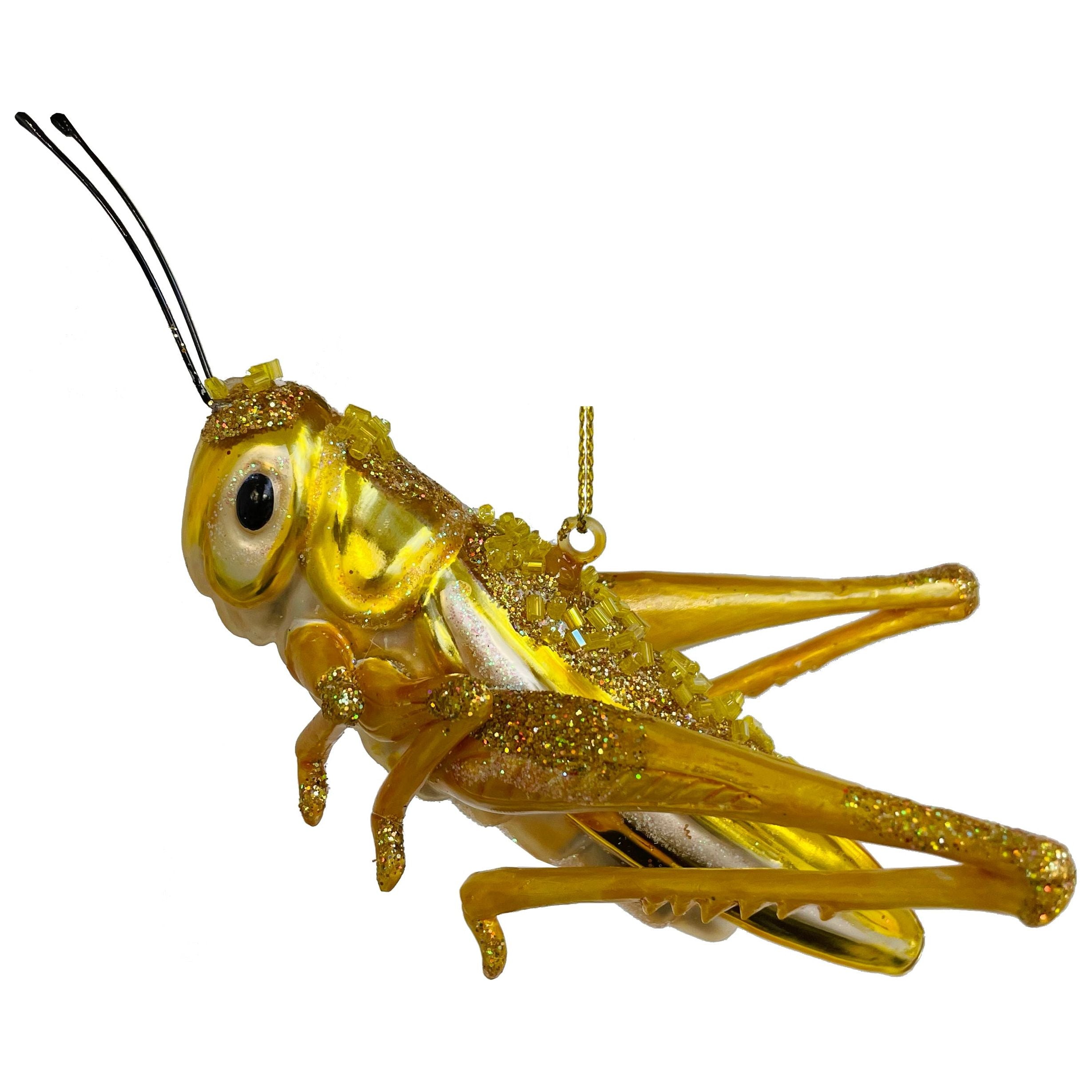 Glass, gold-colored grasshopper