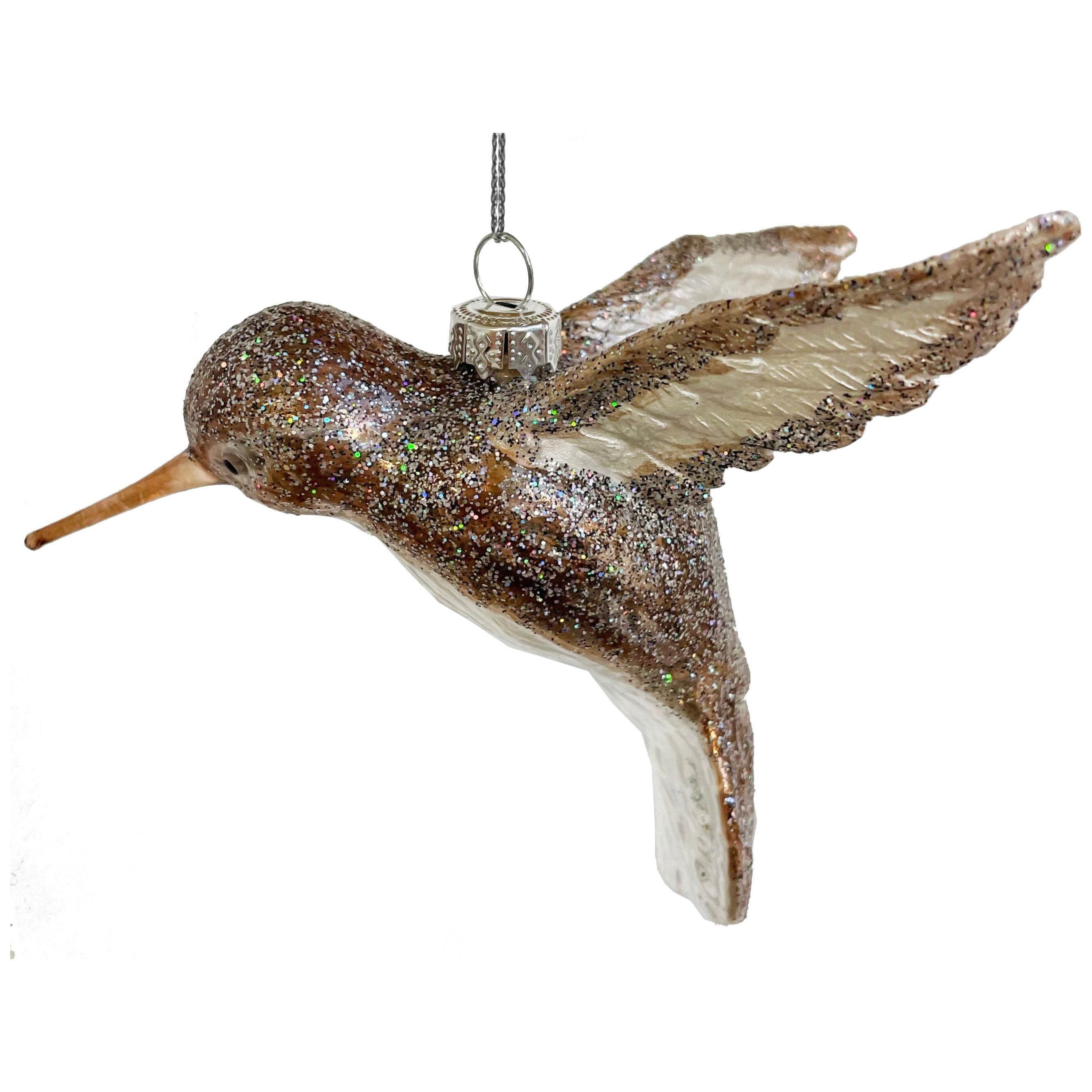 Stiklinis kolibris, rudas 12cm