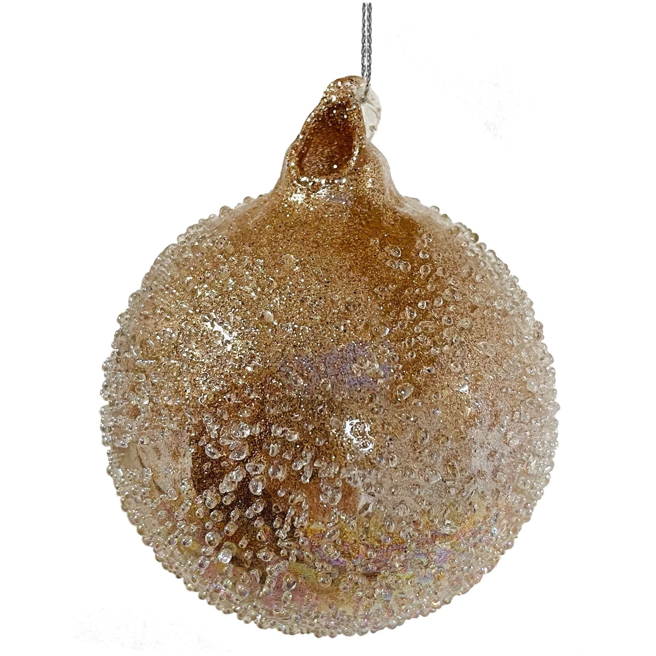 Stiklinis burbulas, skaidrus blizgesys, šlifuotas su blizgučiais 8 cm