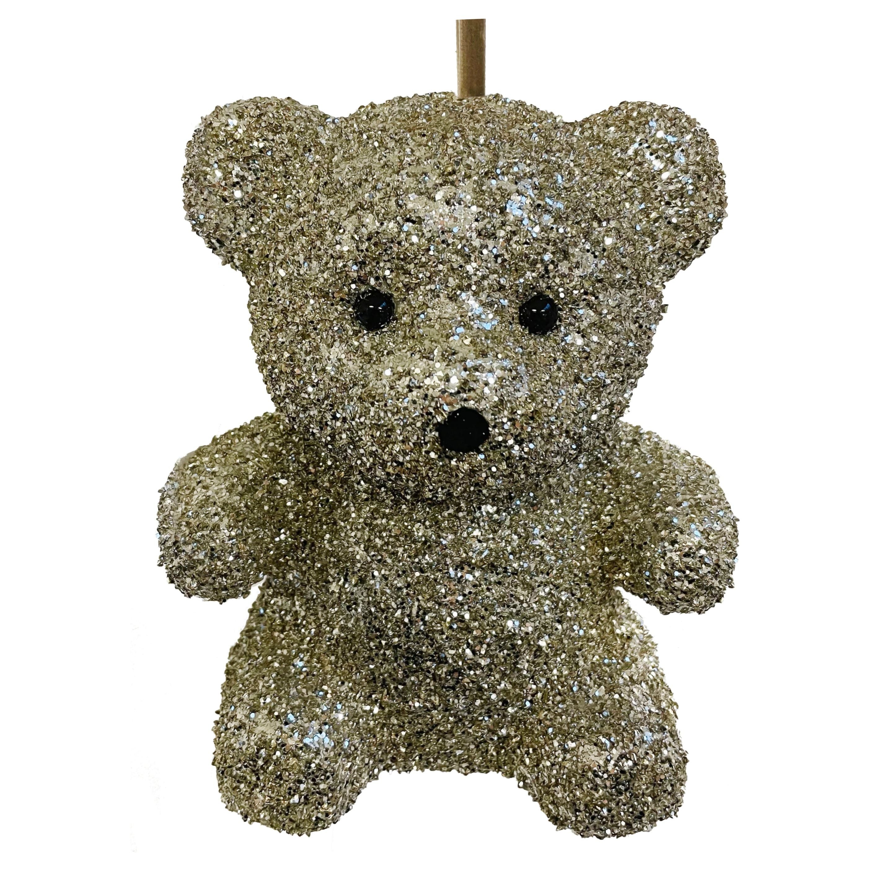 Sitting teddy bear Christmas tree decoration, shiny 20cm