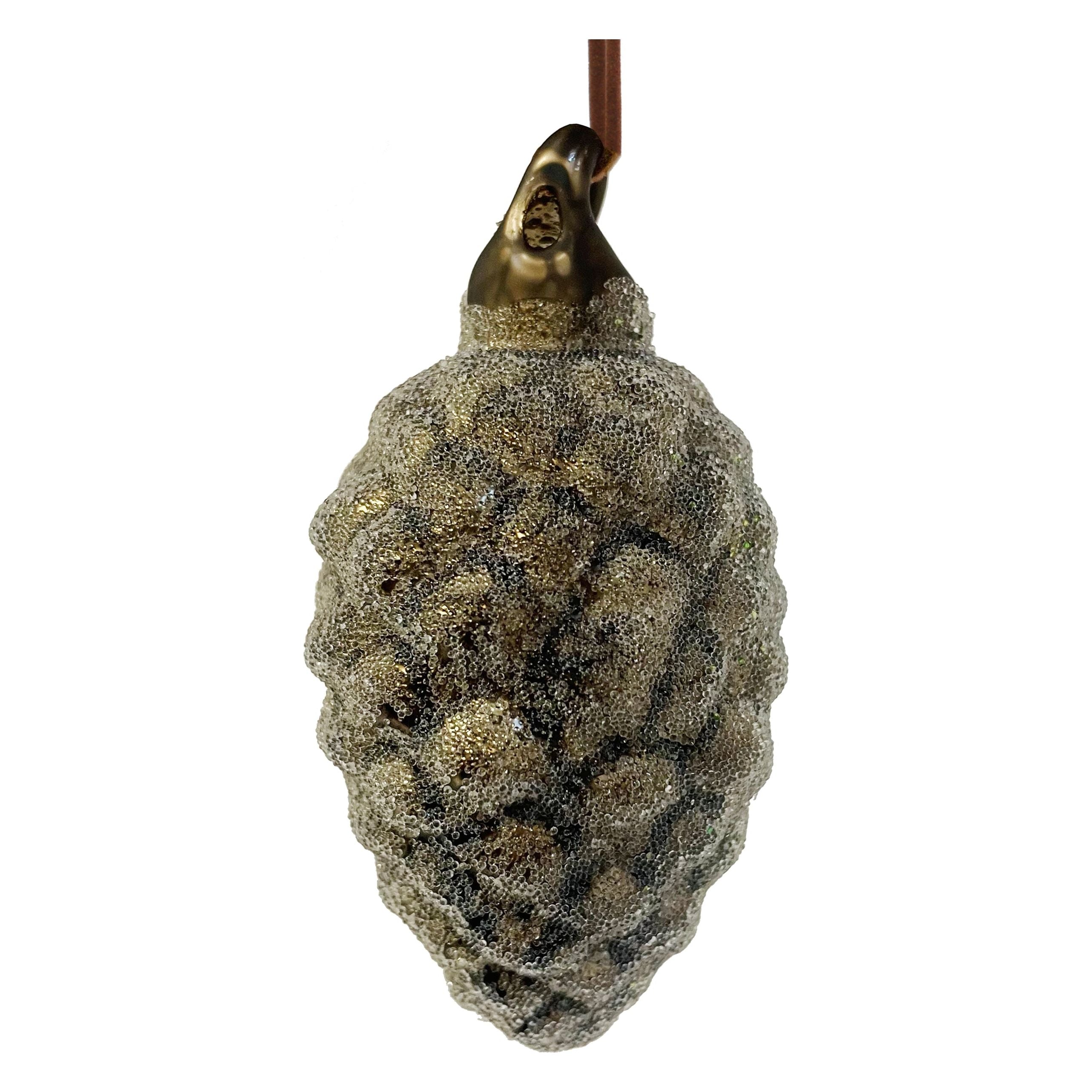 Stiklinis kankorėžis, rudas, blizgus 8cm