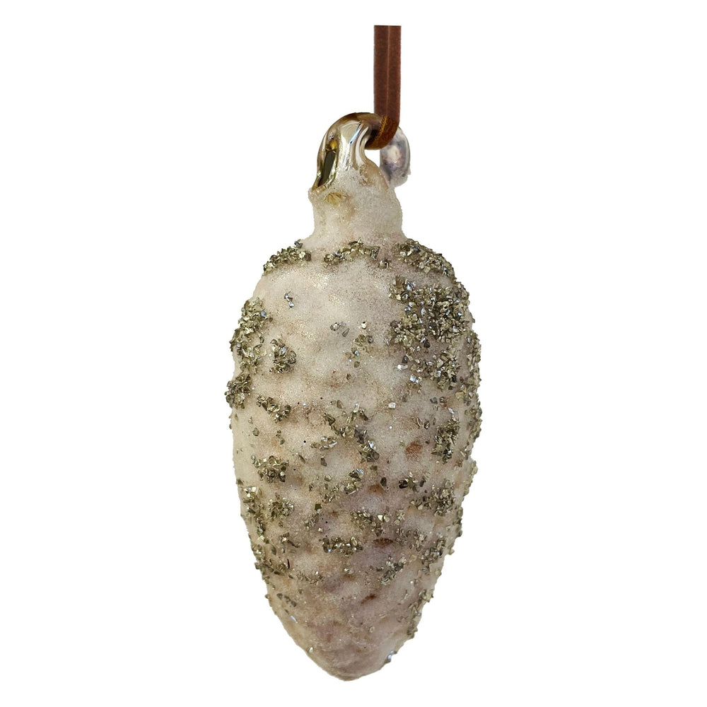 Christmas tree decoration, cone-shaped, golden glitter 7cm