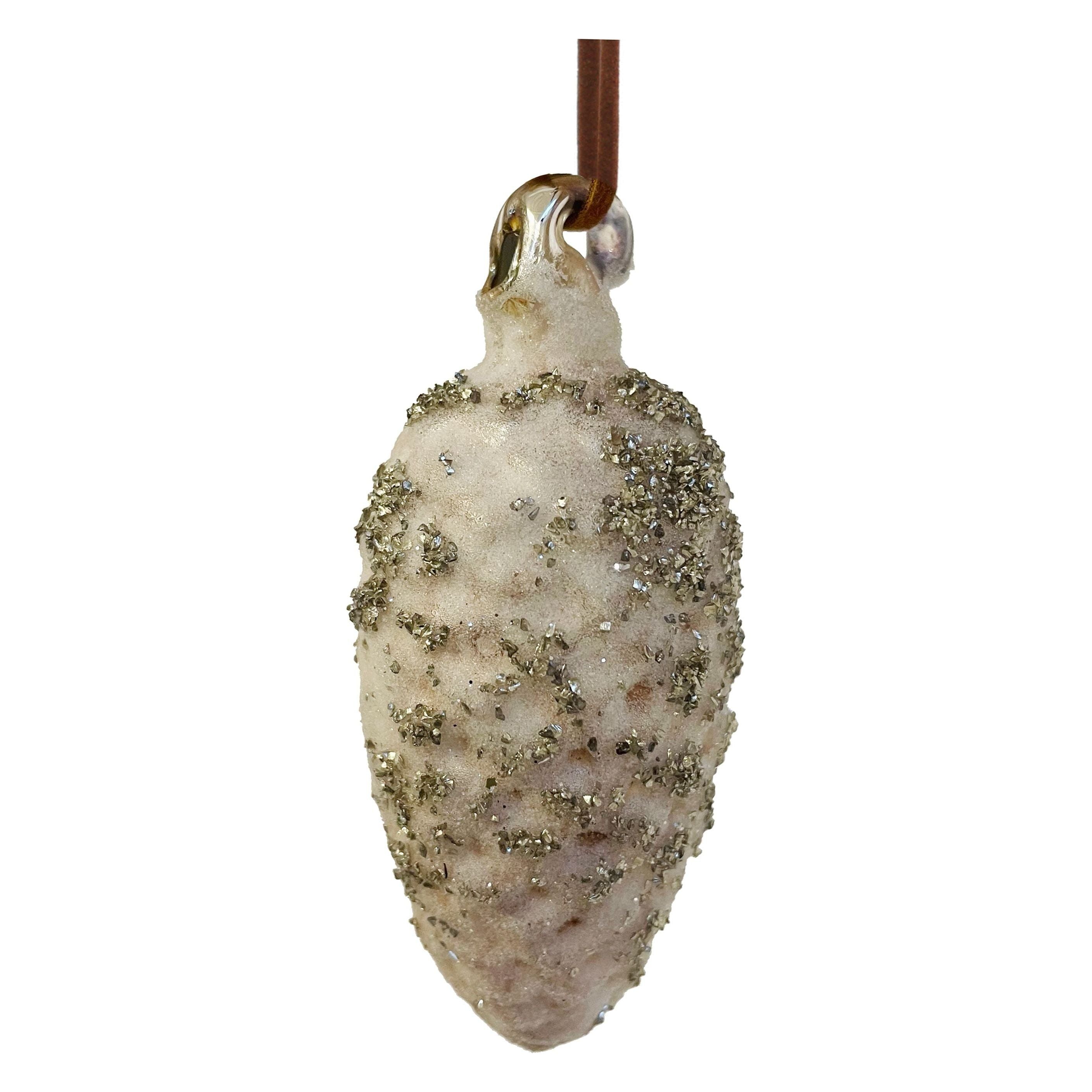 Christmas tree decoration, cone-shaped, golden glitter 7cm