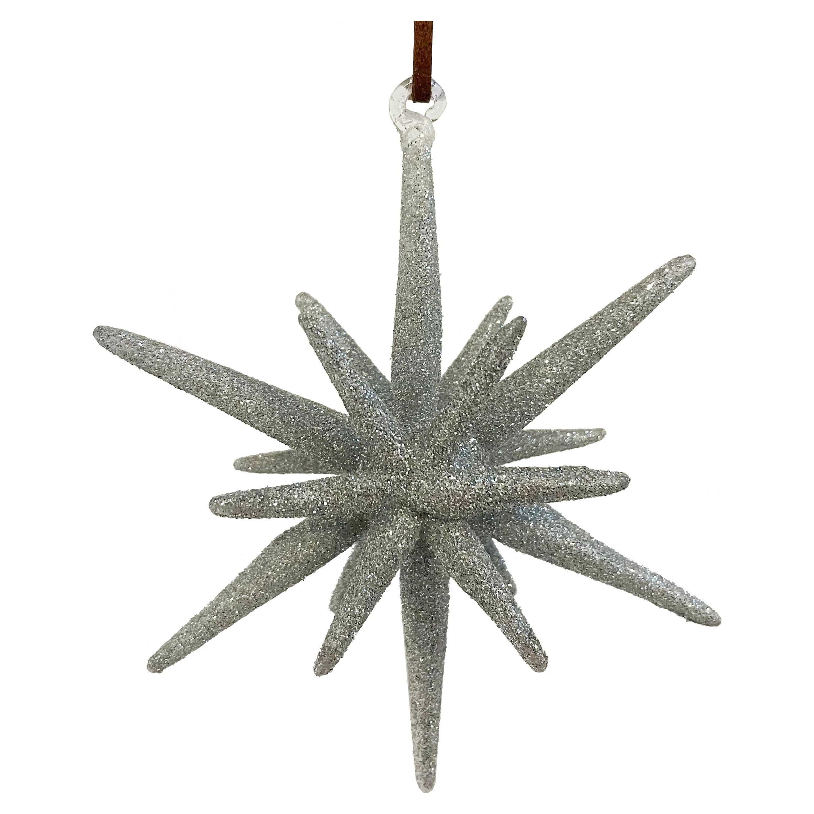 Stiklinė snaigė eglutės dekoracija, sidabrinė, 11cm
