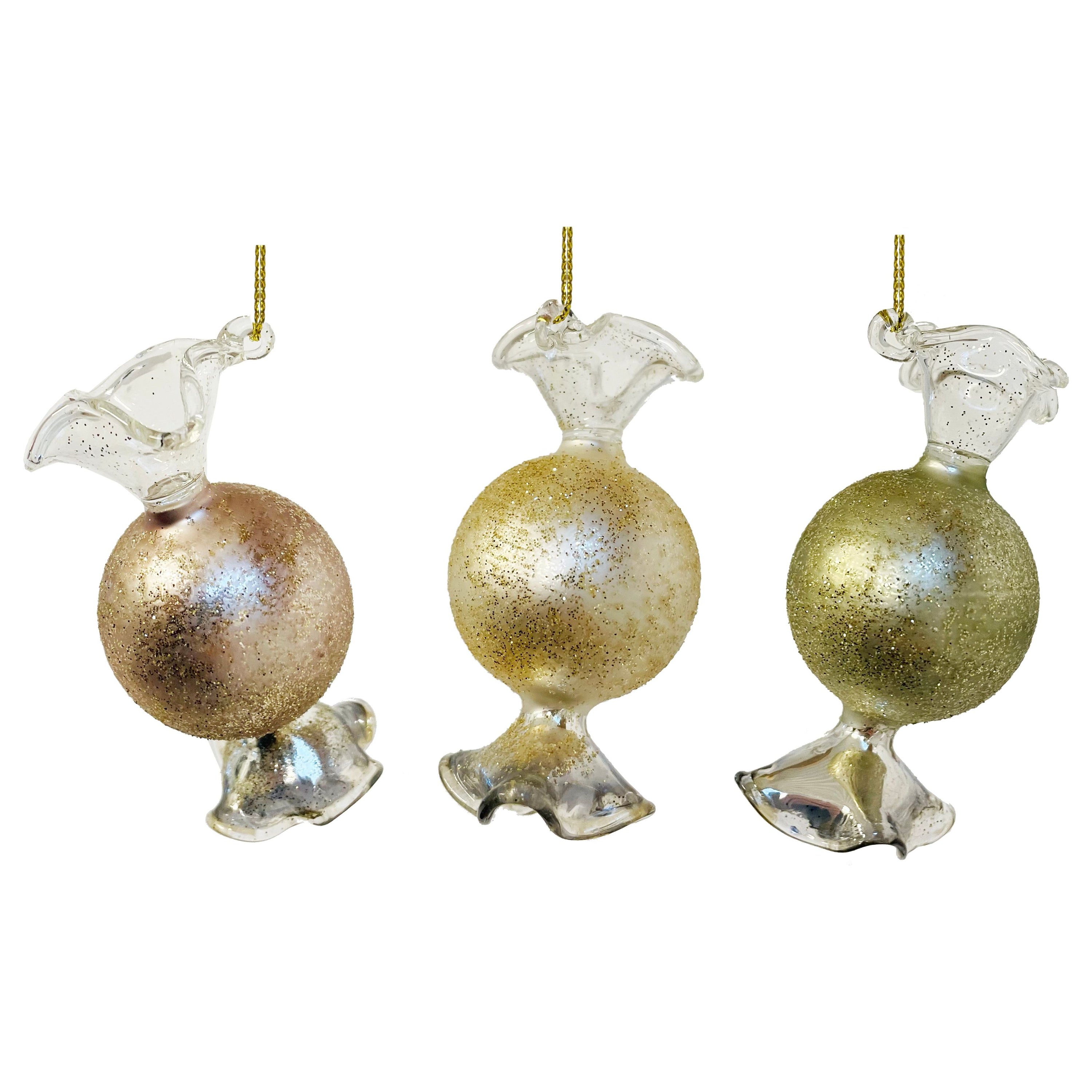 Glass sweet x3 Christmas tree decoration, 8 cm