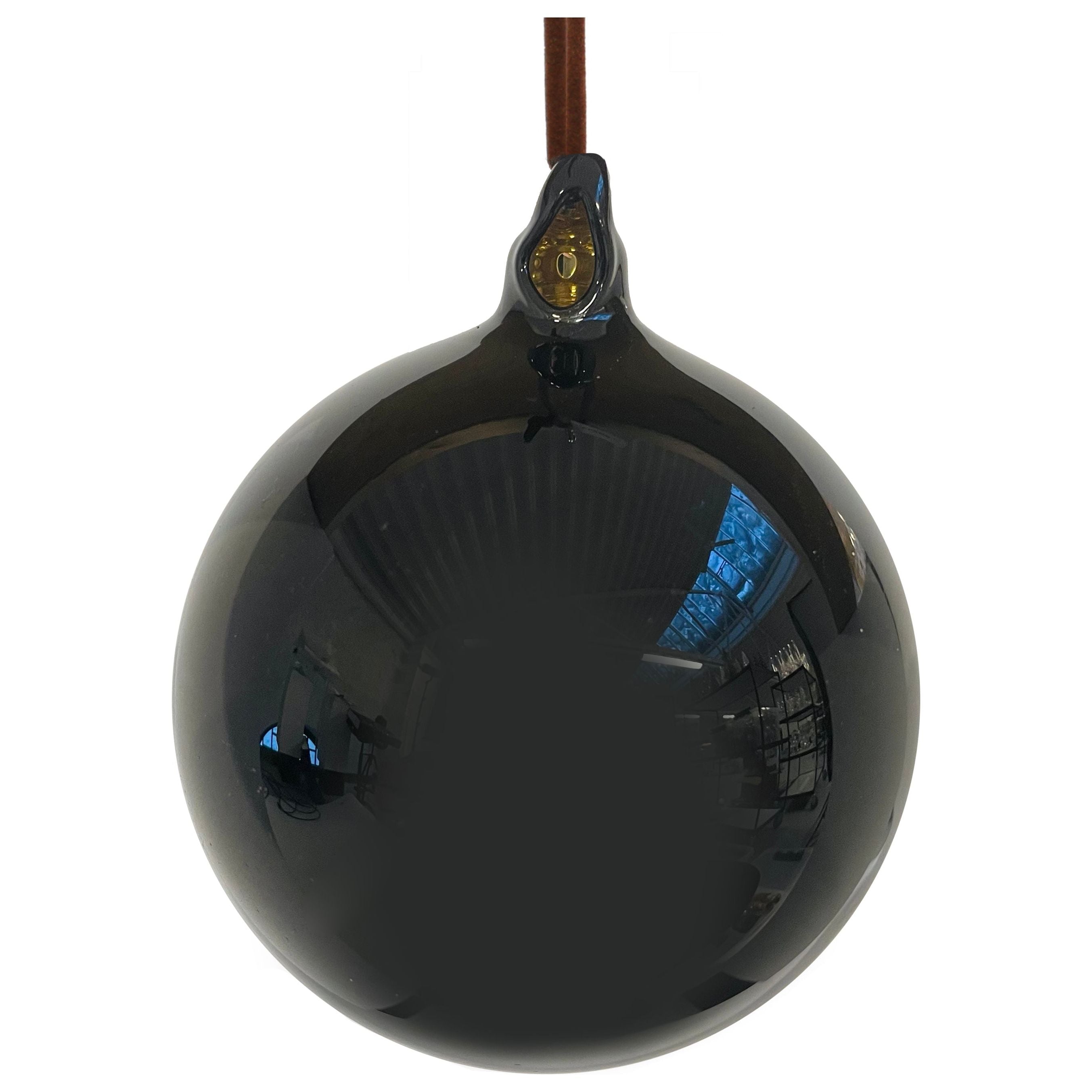 Glass bubble, glossy, black 8 cm