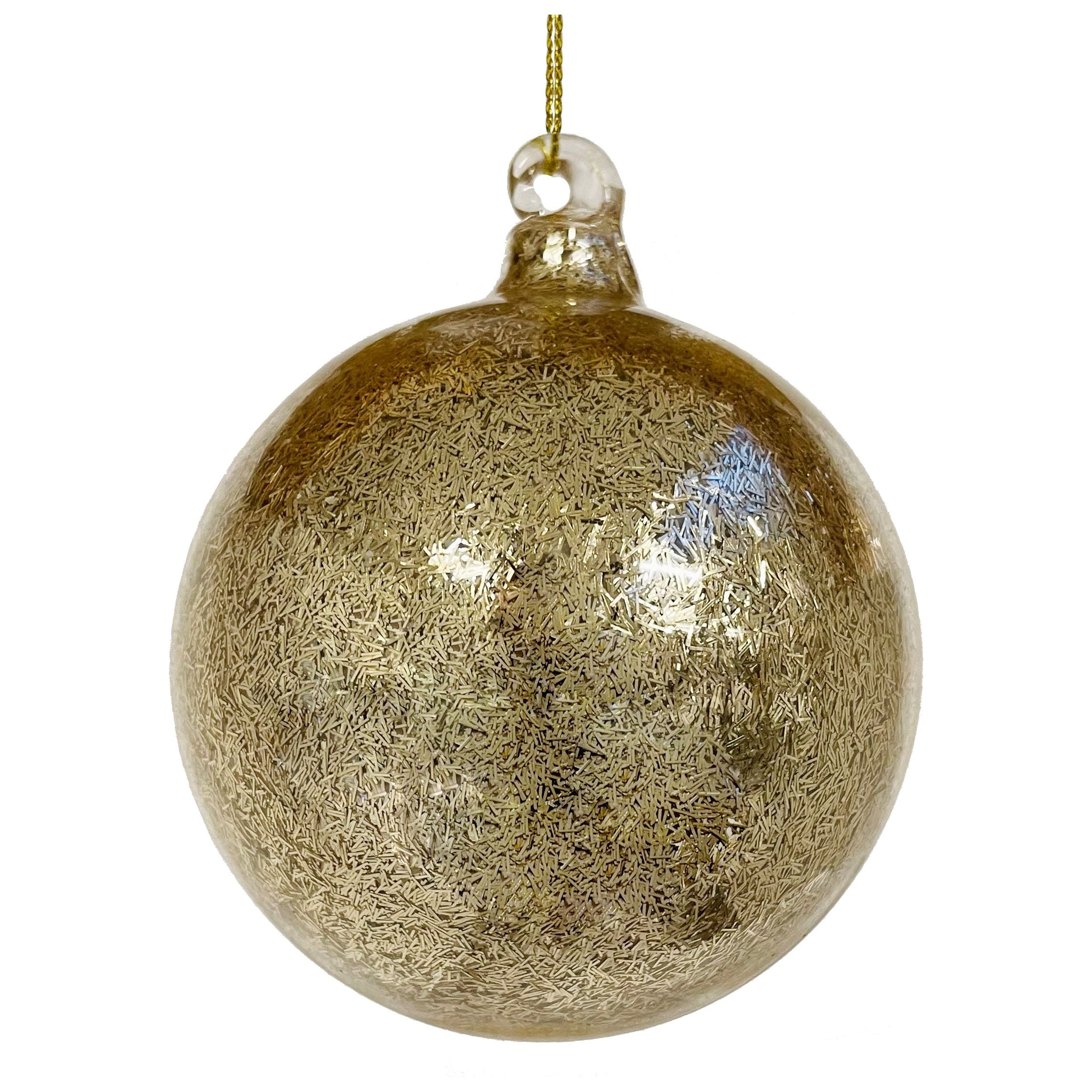 Glass bubble, with golden glitter inside, 8cm