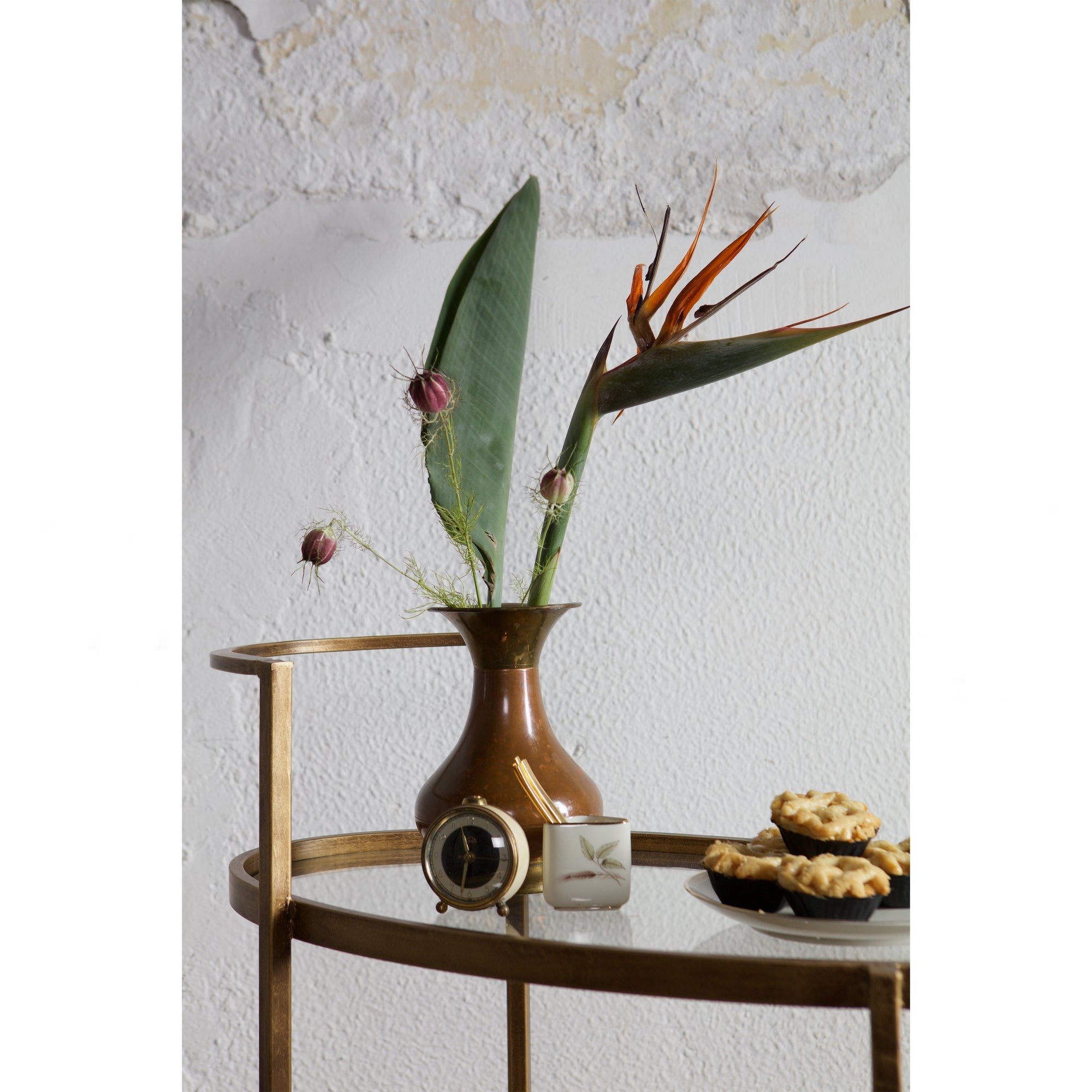 Vežimėlis PUSH, žalvarinė apdaila