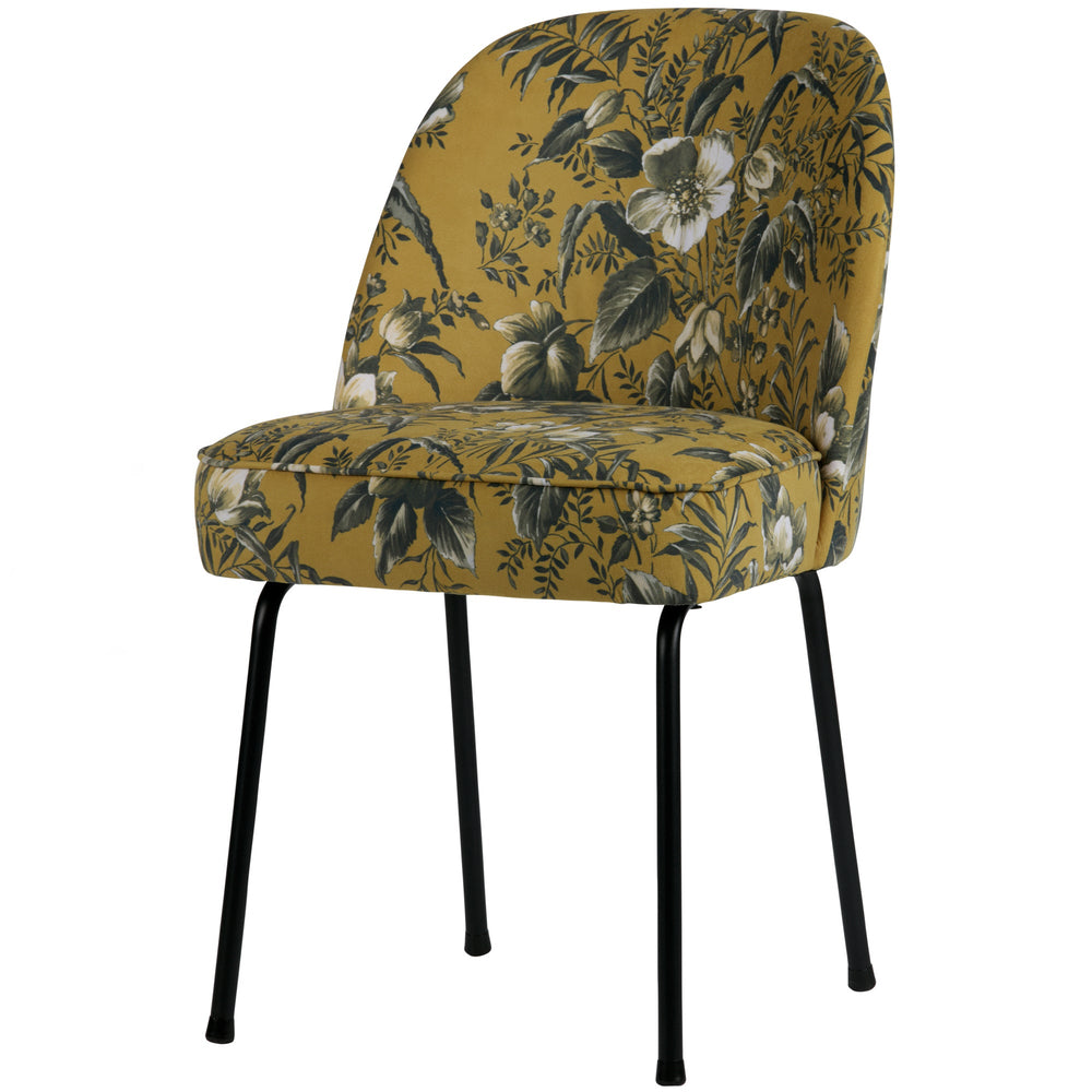 Valgomojo kėdė VOGUE, velvetas, gėlėtas geltonas audinys