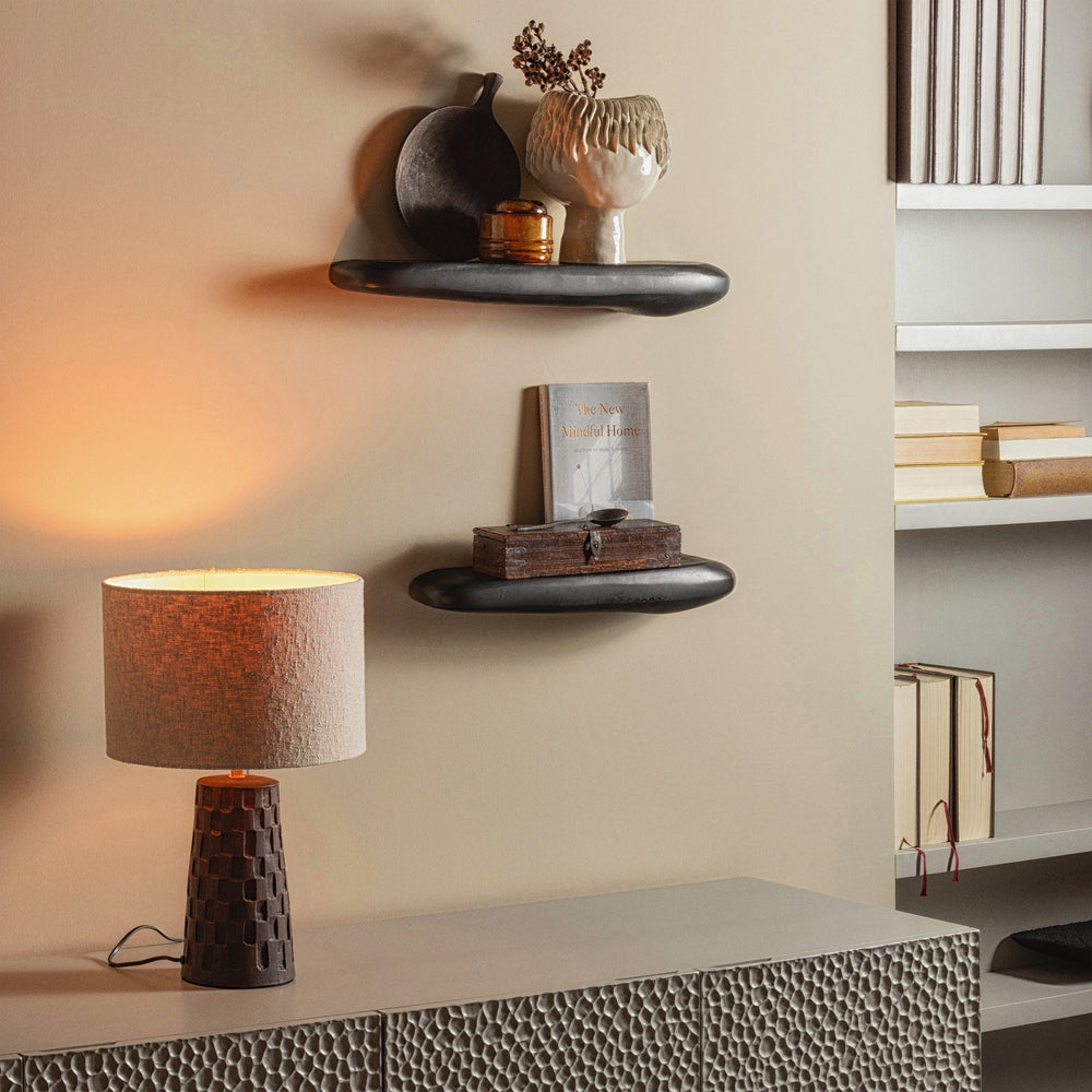 ROCK WALL SHELF METAL BLACK 7x50x13CM