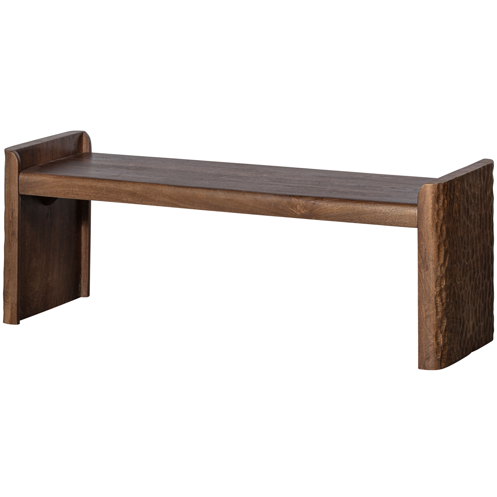 PROP BENCH WITH WORKED WOOD LEH WARM BROWN