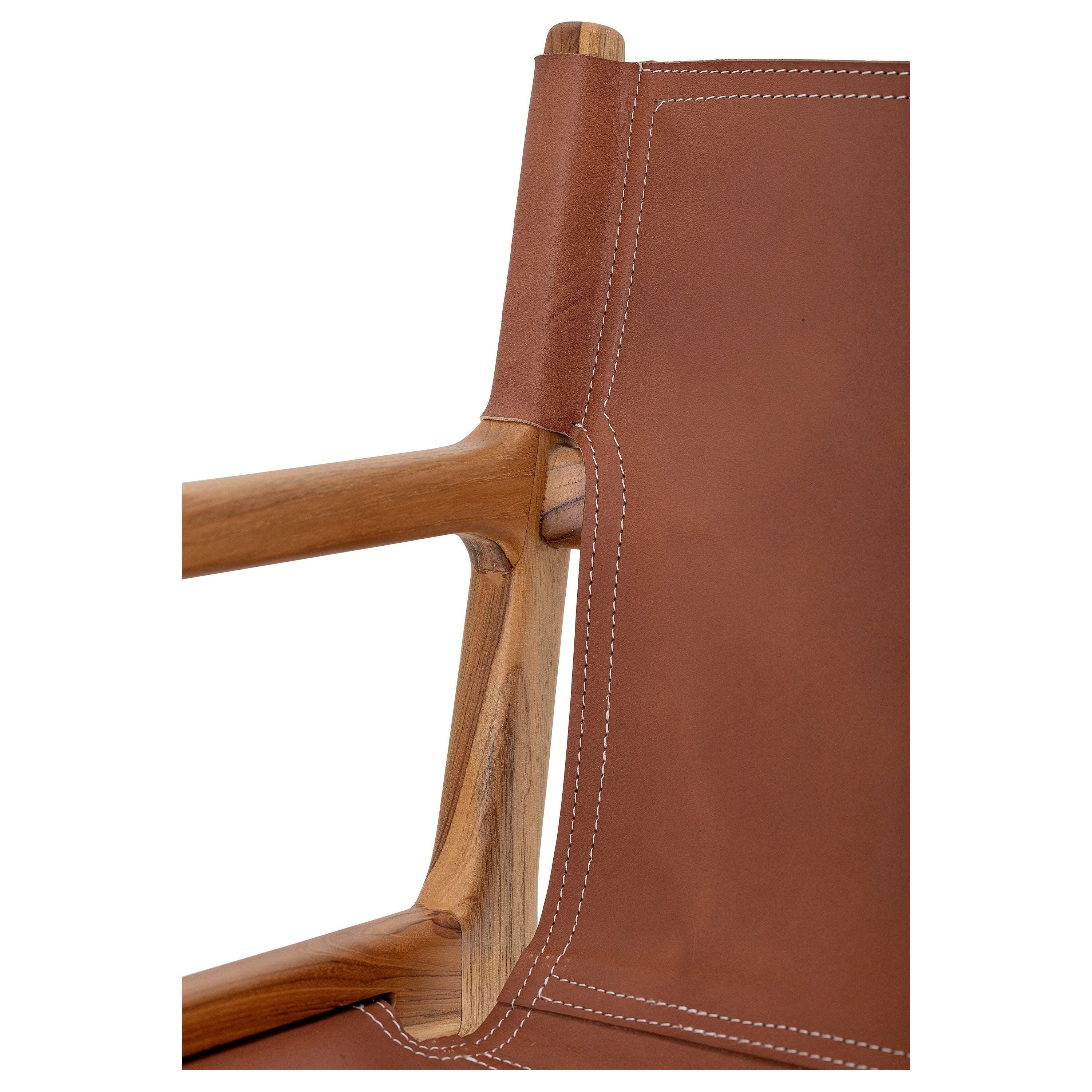 'Ollie' poilsio kėdė, ruda, odinė