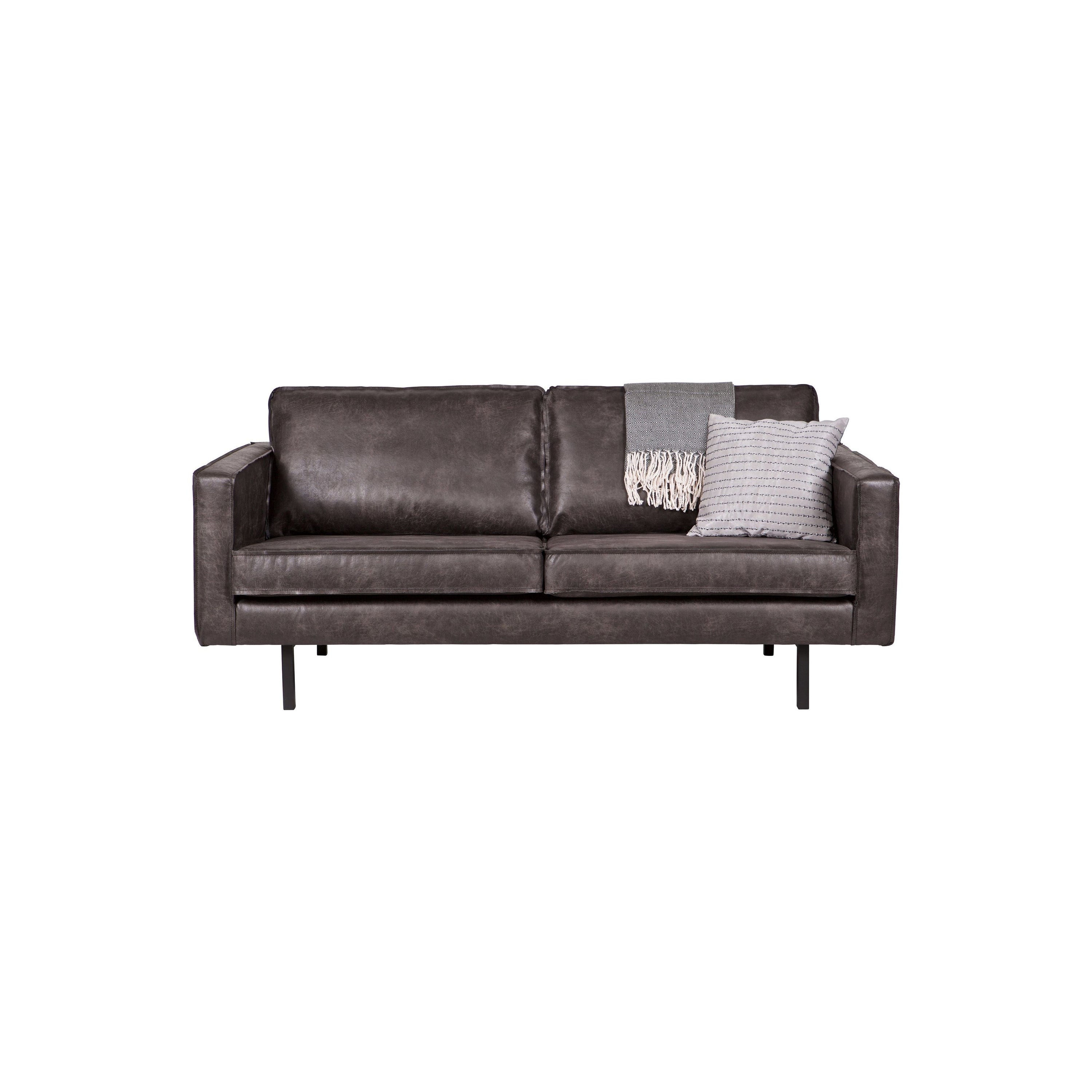 2.5 vietų sofa RODEO, Perdirbta Oda, Juoda Spalva