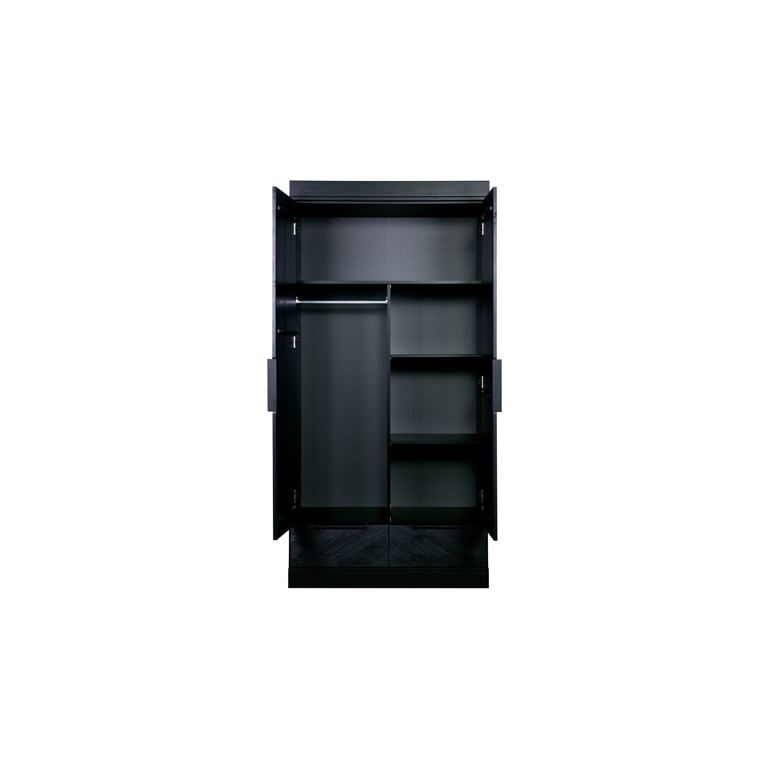 "Connect" 2-jų durų spintos su stalčiais, vidinės lentynos, juoda