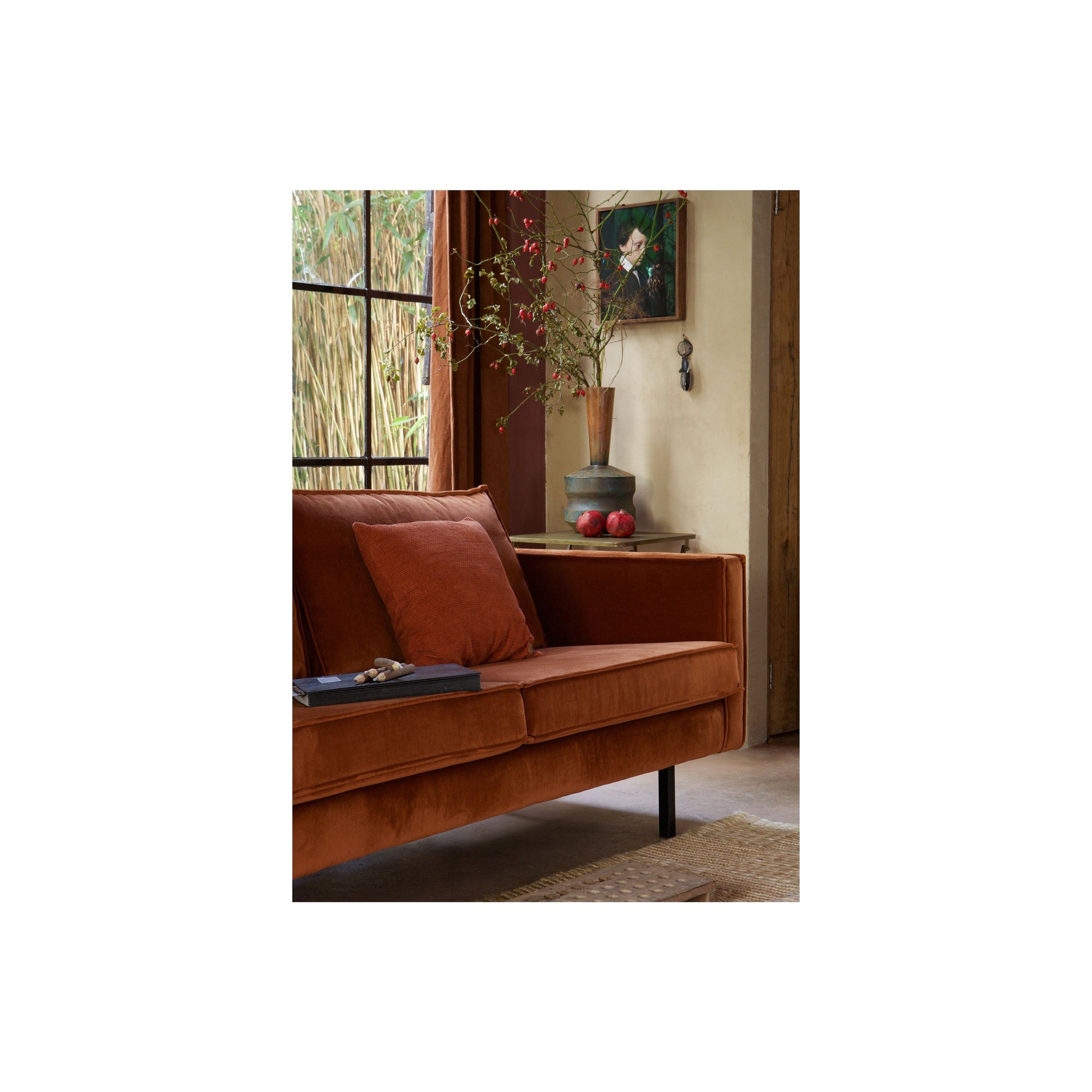 2.5 vietų sofa RODEO, Aksomas, Rūdžių Spalva