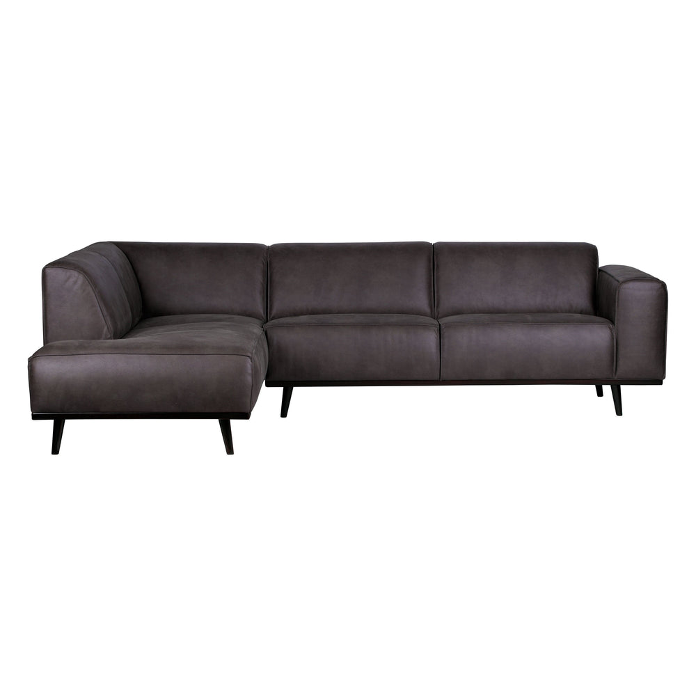 Kampinė sofa "STATEMENT", kairė pusė, pilka spalva, perdirbta oda