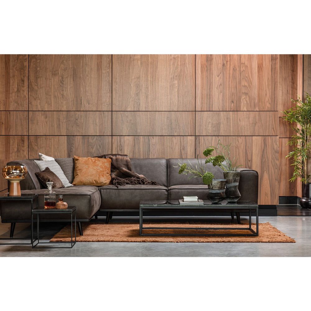 Kampinė sofa "STATEMENT", kairė pusė, pilka spalva, perdirbta oda