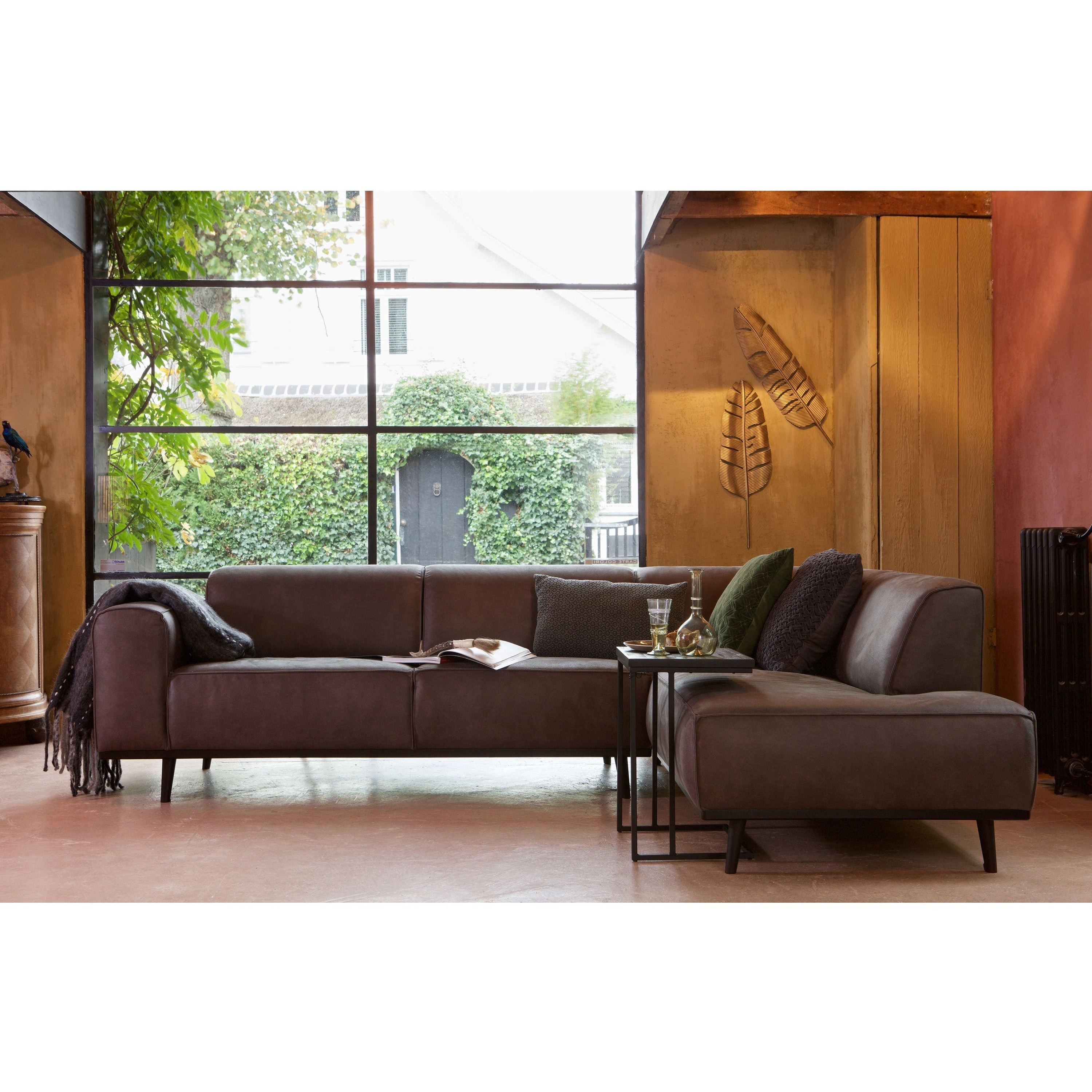 Kampinė sofa "STATEMENT", dešinė pusė, pilka spalva, perdirbta oda