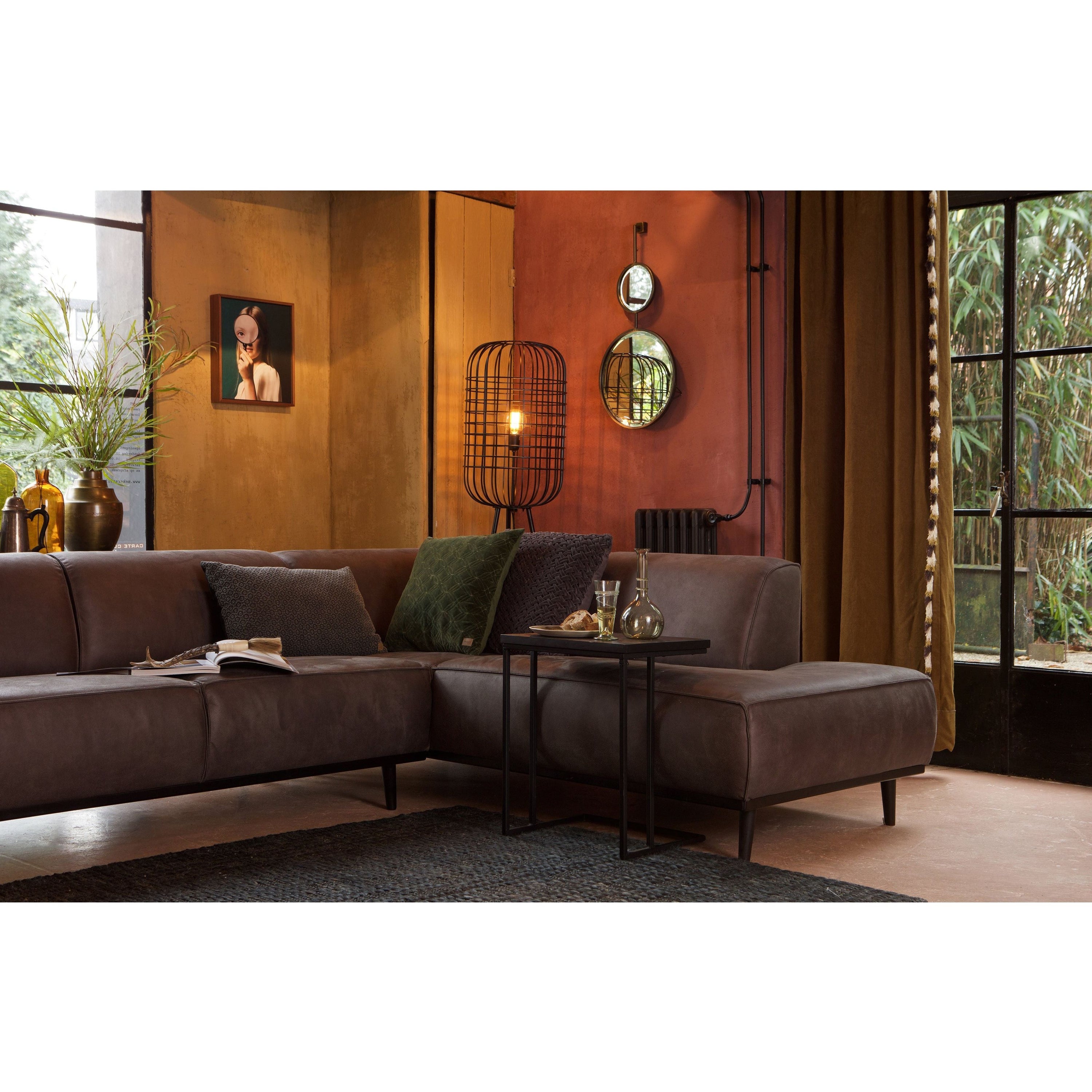 Kampinė sofa "STATEMENT", dešinė pusė, pilka spalva, perdirbta oda