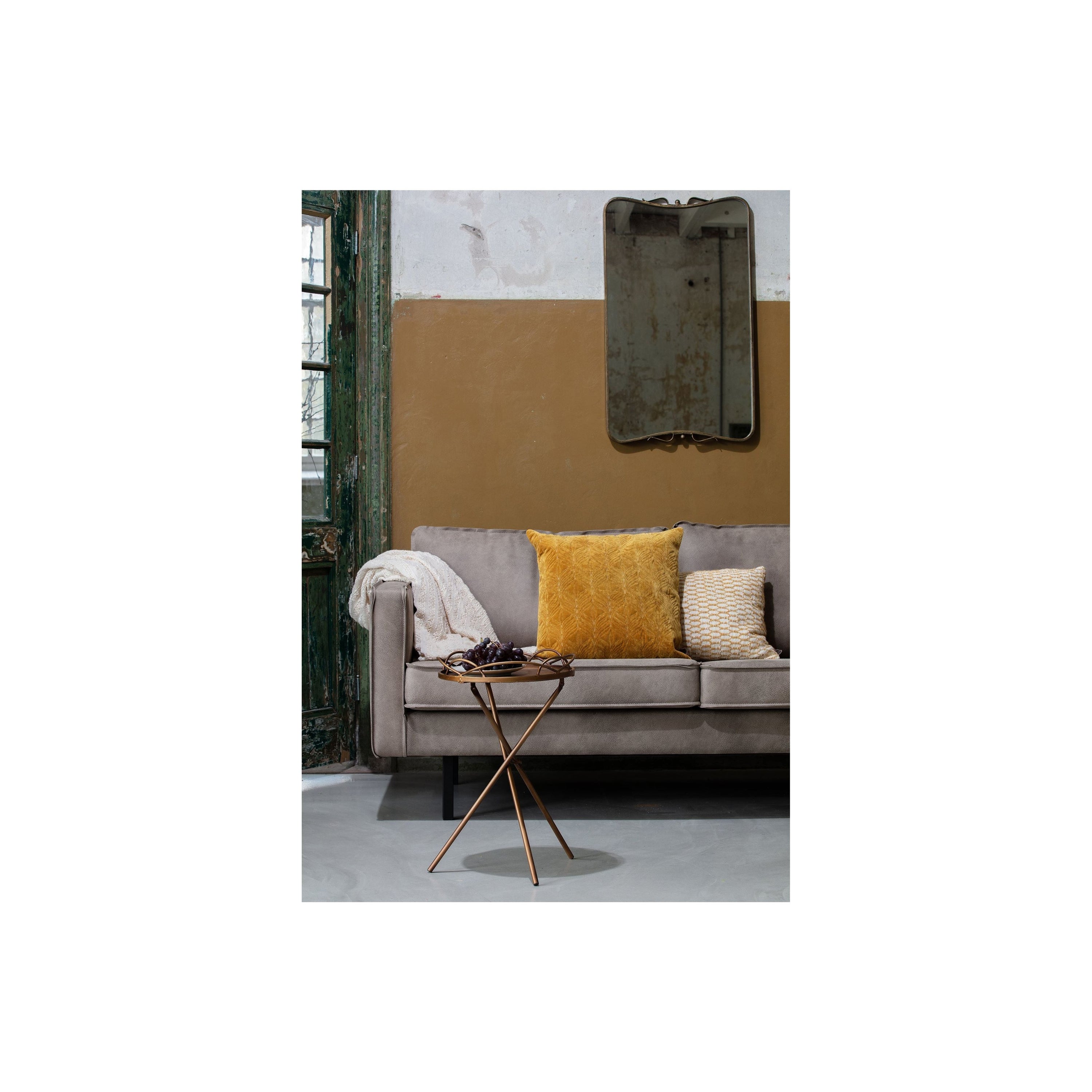2.5 vietų sofa RODEO, Perdirbta Oda, Pilka Spalva
