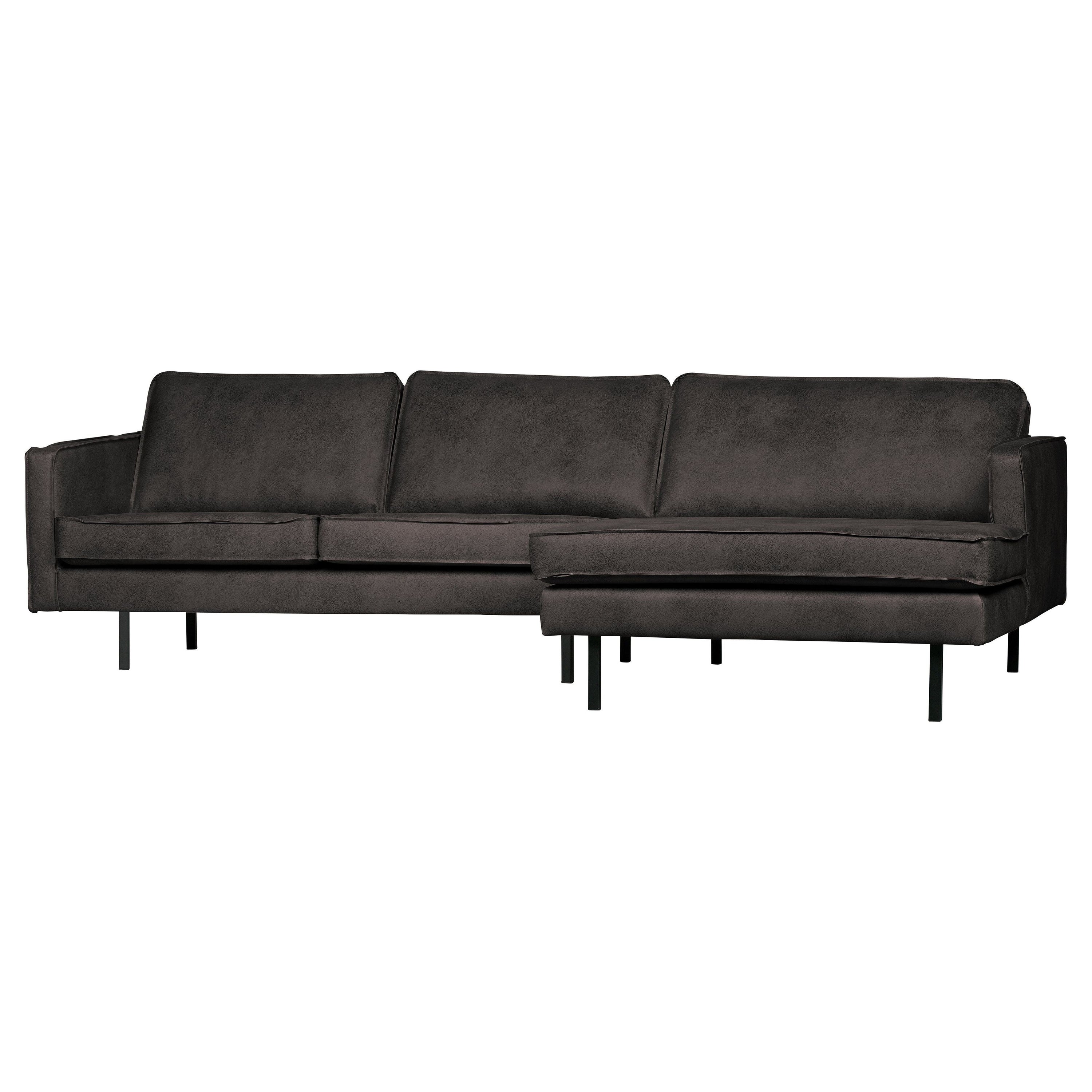 Kampinė sofa RODEO, oda, juoda spalva