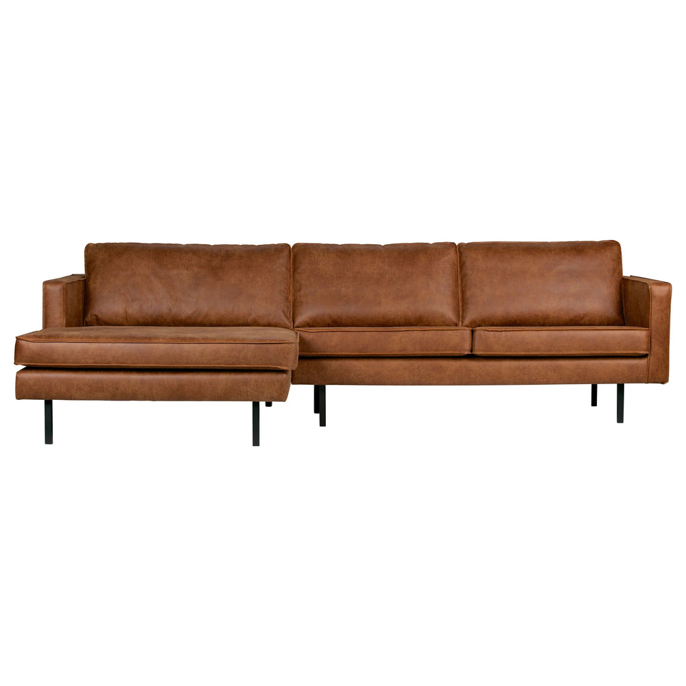"Rodeo" Chaise-Longue Sofa, Kairė, Perdirbta Oda, Konjako Spalva