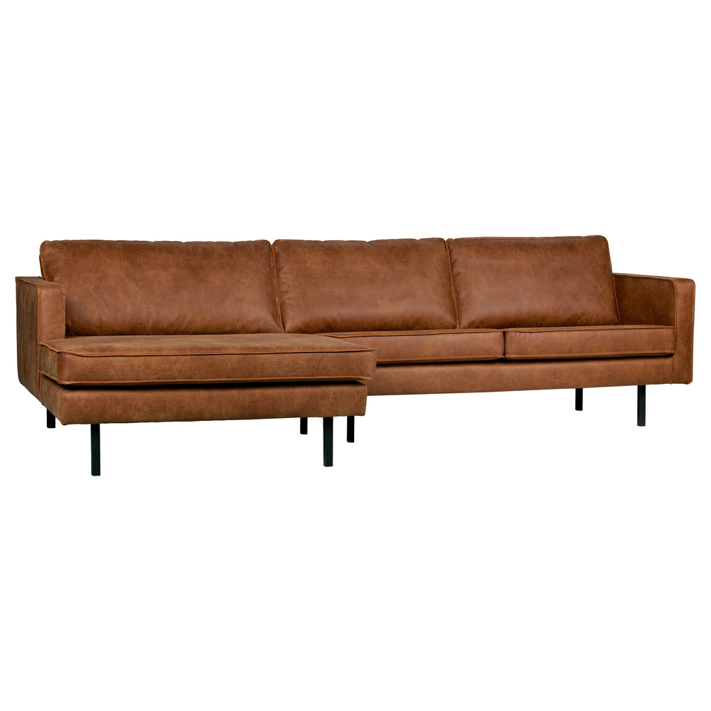 "Rodeo" Chaise-Longue Sofa, Kairė, Perdirbta Oda, Konjako Spalva