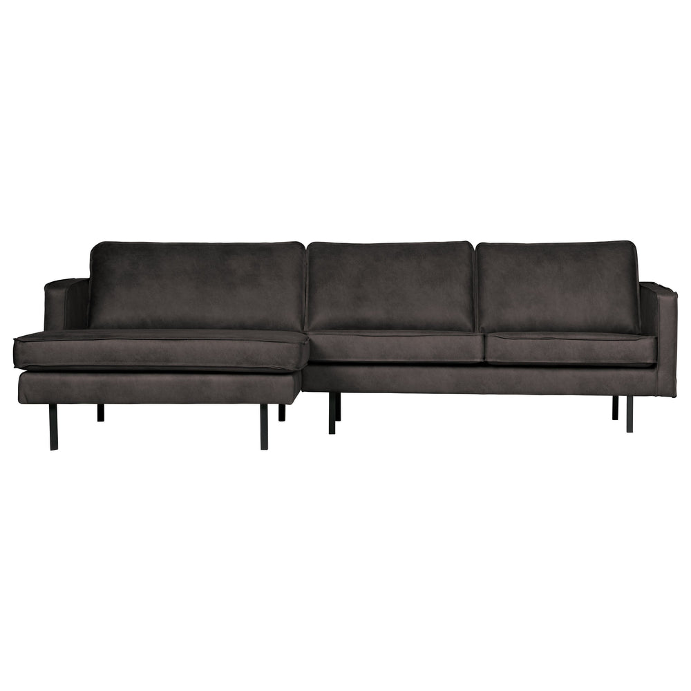 Kampinė sofa RODEO, oda, juoda spalva