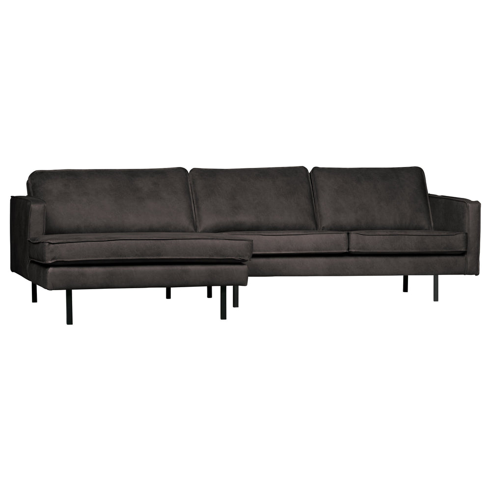Kampinė sofa RODEO, oda, juoda spalva