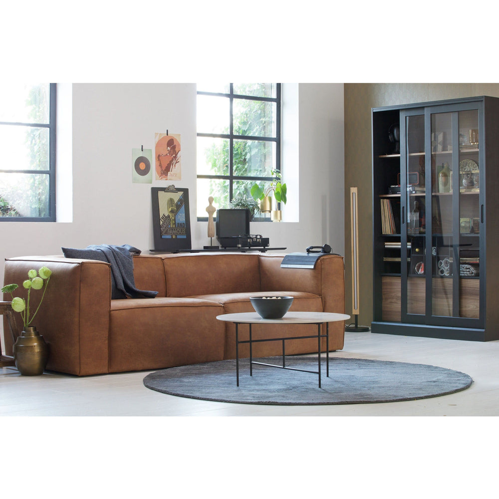 "Bean" 3,5 Vietų Sofa, Perdirbta Oda, Konjako Spalva
