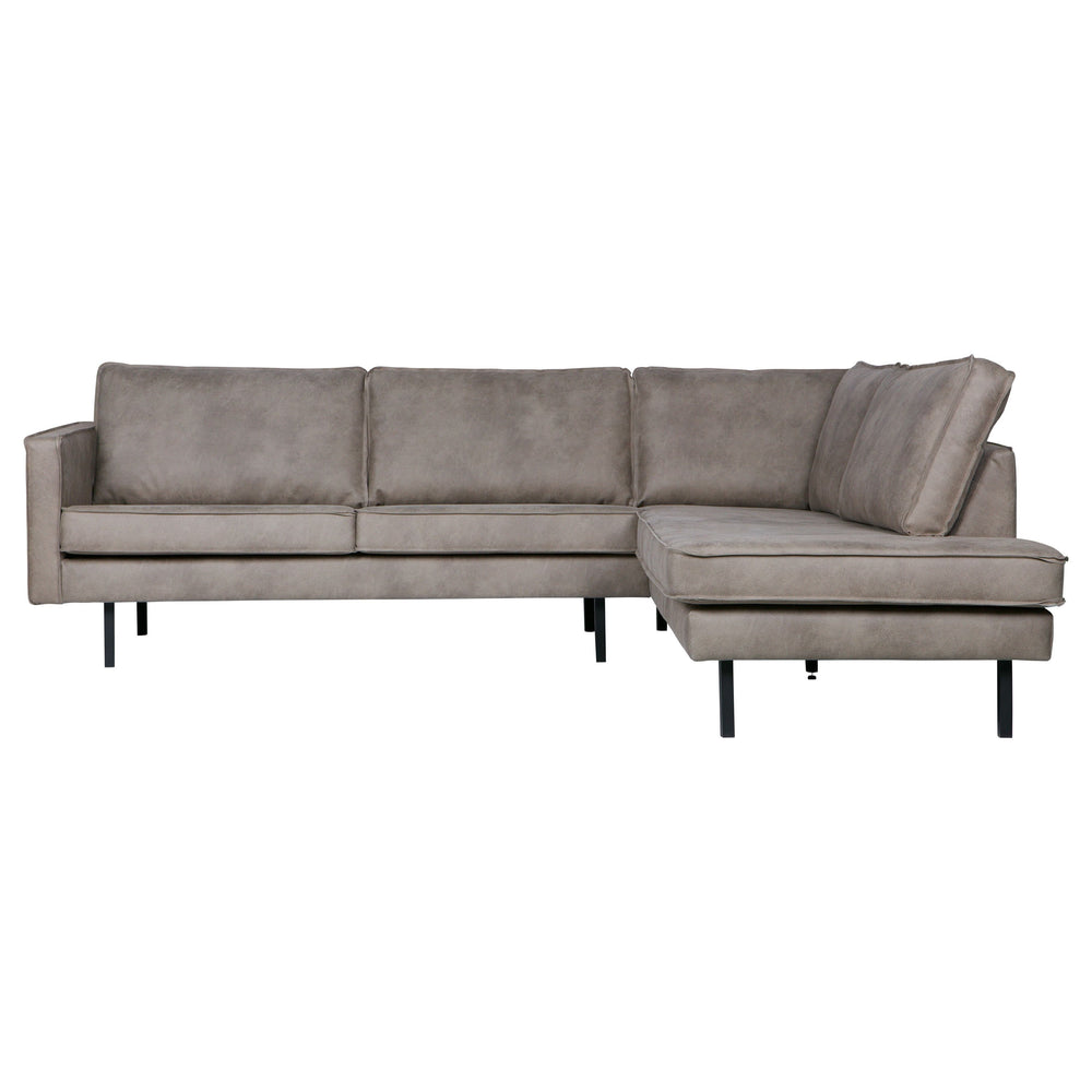 ,,Rodeo" Kampinė Sofa, Dešinė, Netikra Oda, Pilka Spalva