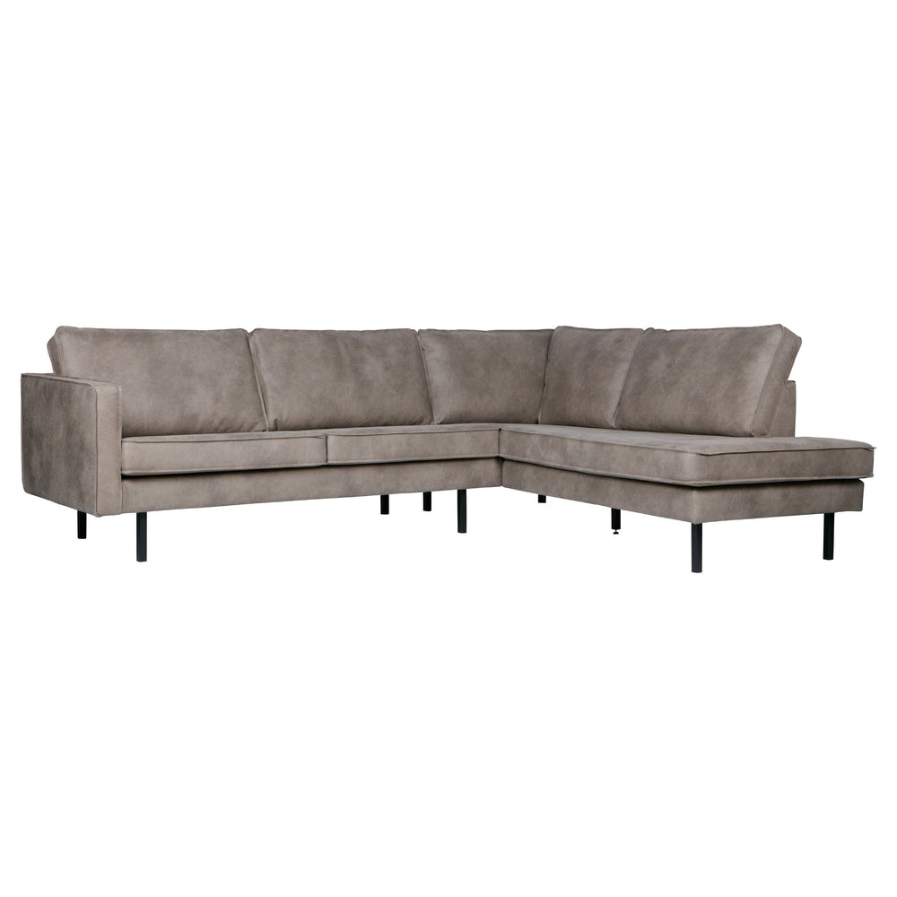 ,,Rodeo" Kampinė Sofa, Dešinė, Netikra Oda, Pilka Spalva