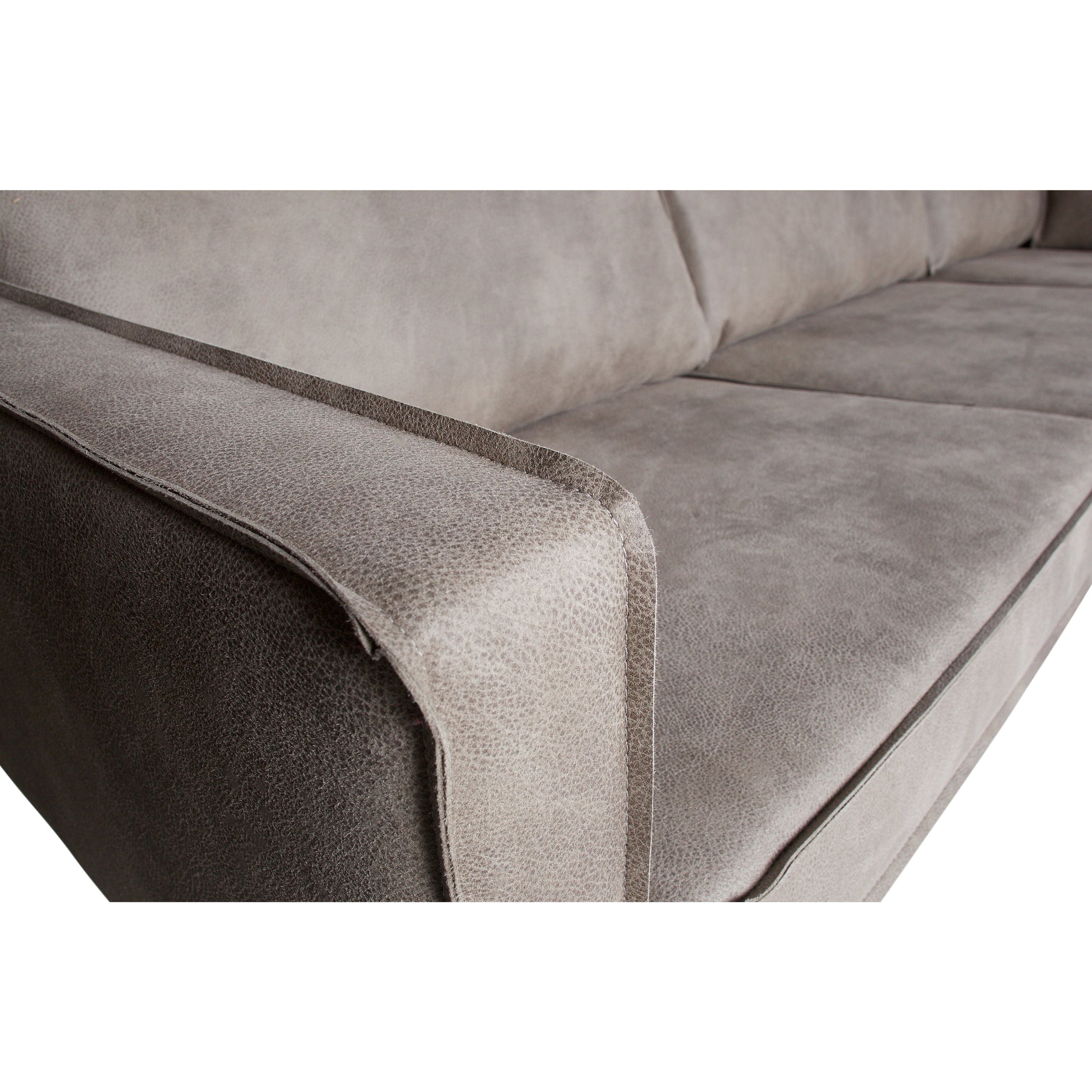 ,,Rodeo" Kampinė Sofa, Dešinė, Netikra Oda, Pilka Spalva