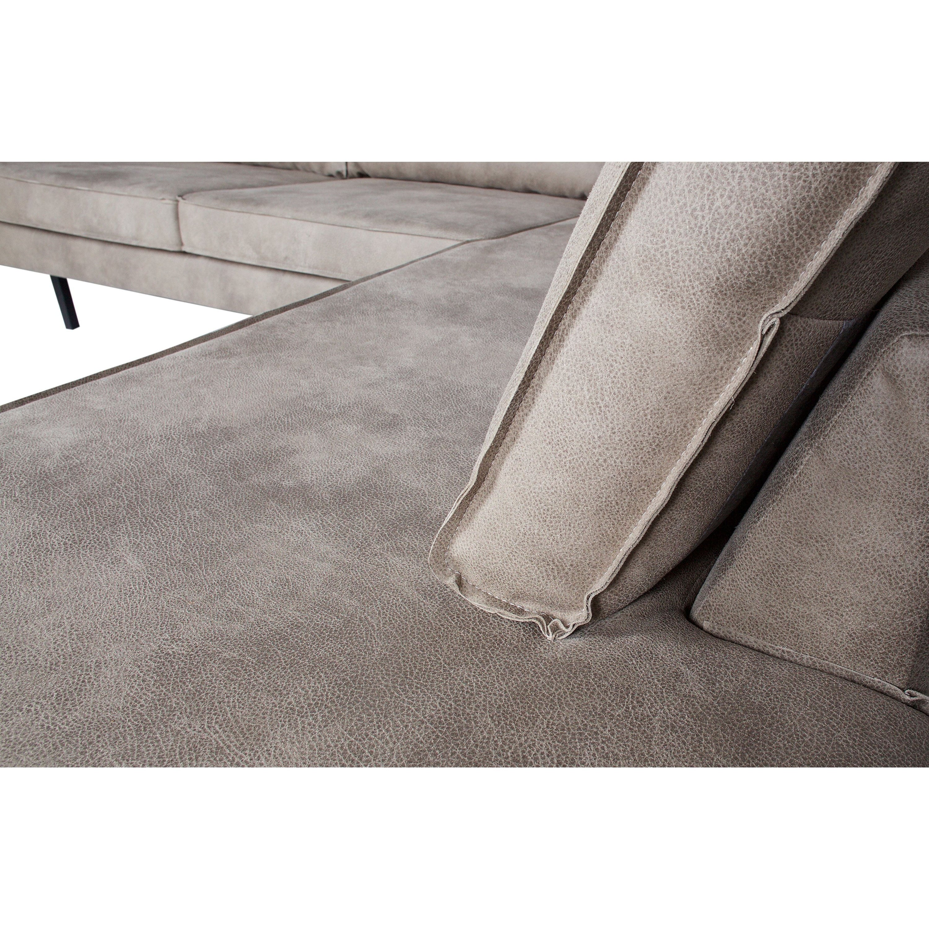 ,,Rodeo" Kampinė Sofa, Dešinė, Netikra Oda, Pilka Spalva