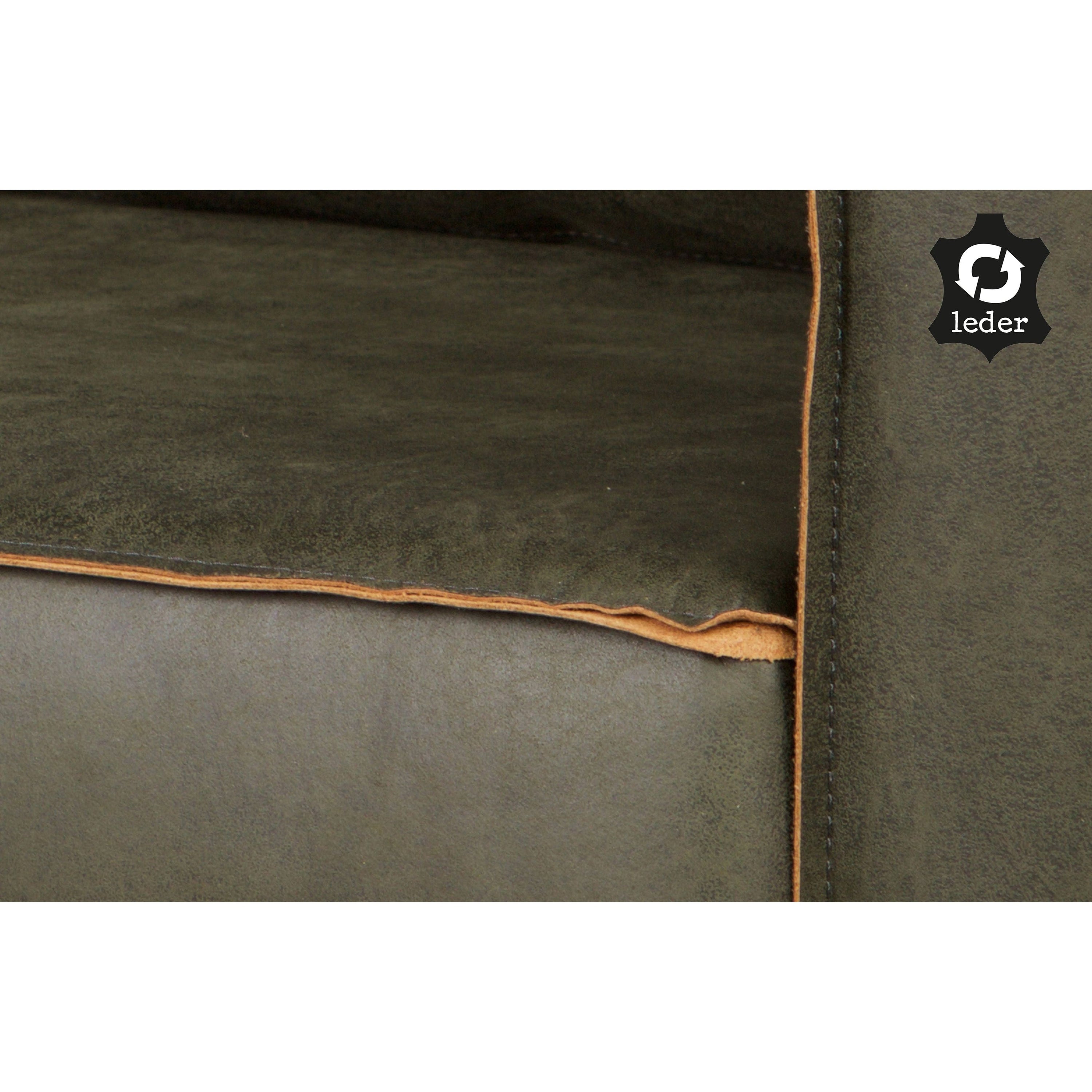 ,,Rodeo" Kampinė Sofa, Dešinė, Perdirbta Oda, Army Spalva