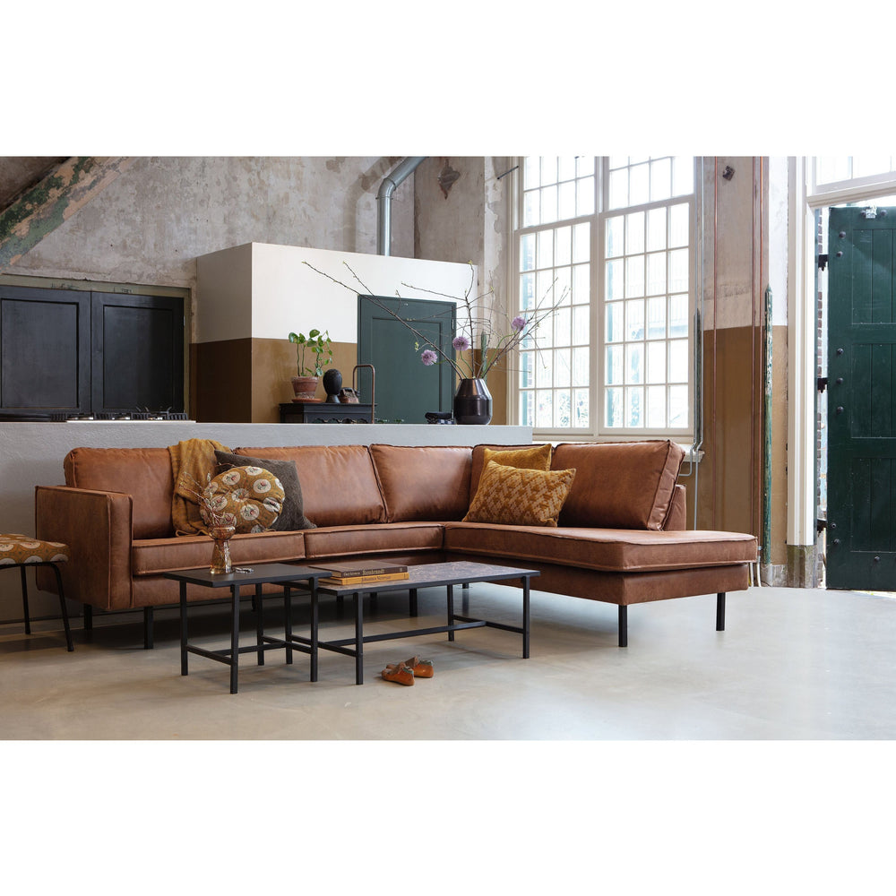 ,,Rodeo" Kampinė Sofa, Dešinė, Perdirbta Oda, Konjako Spalva