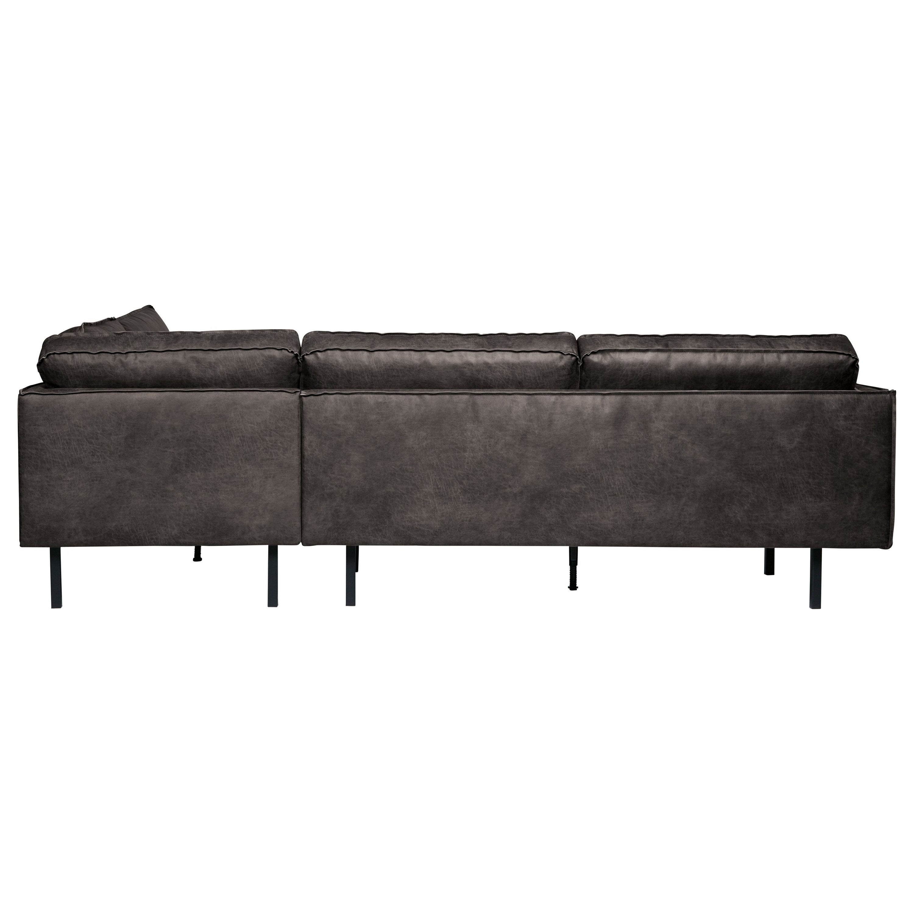 ,,Rodeo" Kampinė Sofa, Dešinė, Perdirbta Oda, Juoda Spalva