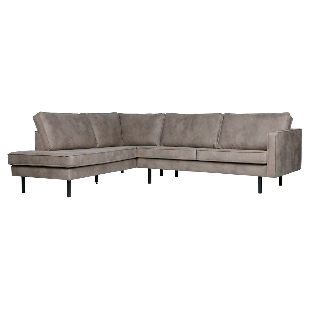 ,,Rodeo" Kampinė Sofa, Kairė, Netikra Oda, Pilka Spalva