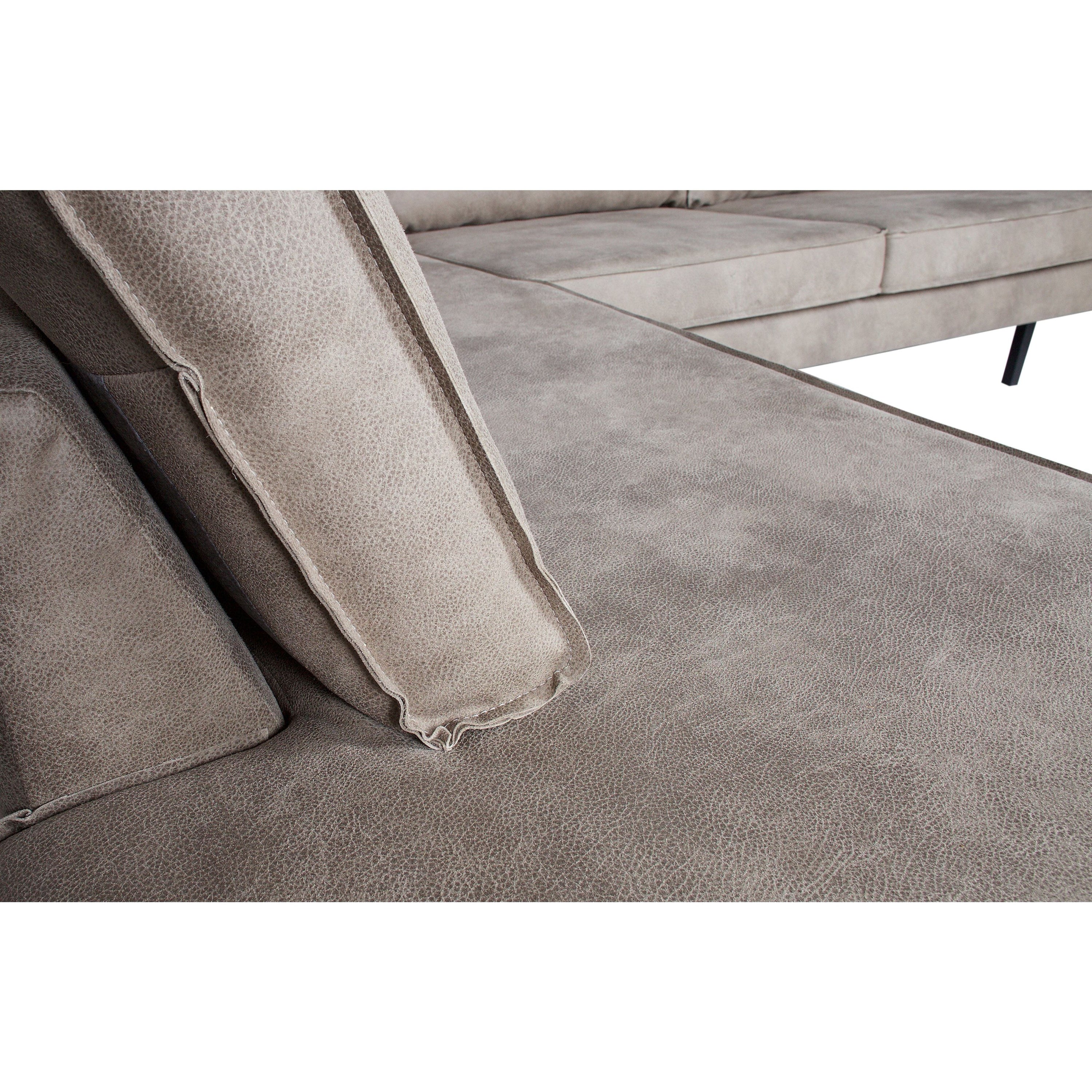 ,,Rodeo" Kampinė Sofa, Kairė, Netikra Oda, Pilka Spalva