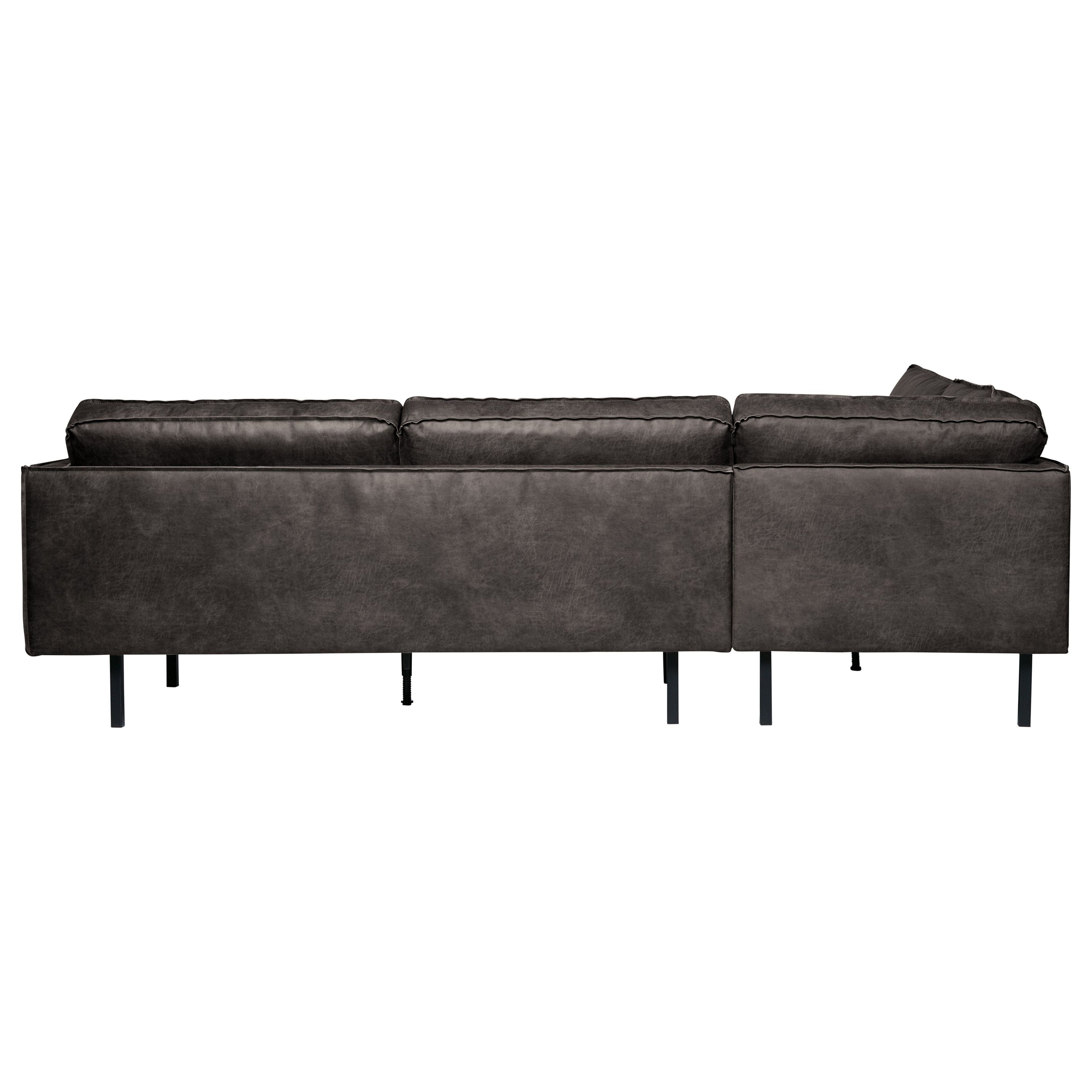 ,,Rodeo" Kampinė Sofa, Kairė, Perdirbta Oda, Juoda Spalva