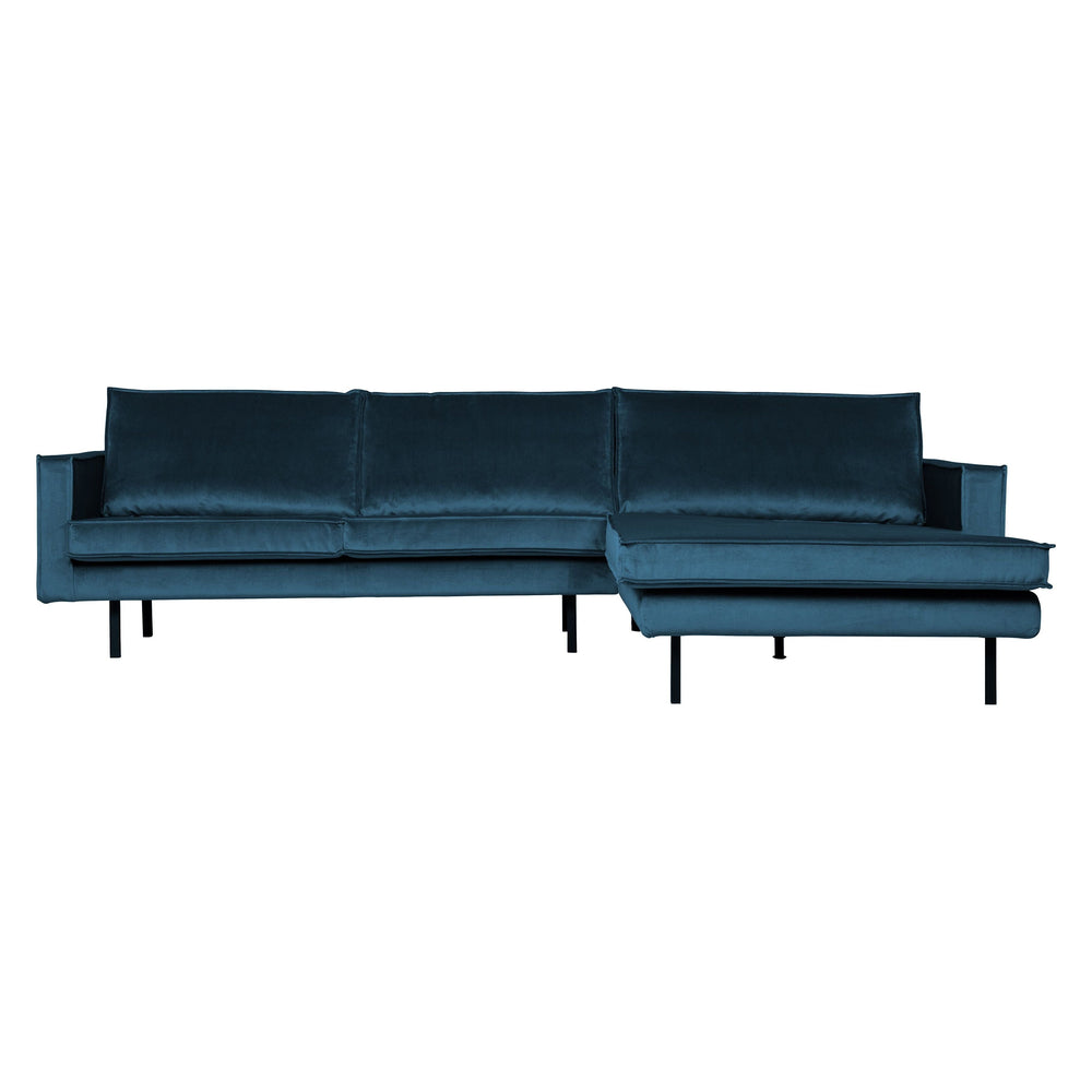 Kampinė sofa RODEO, prabangus aksomas, mėlyna spalva