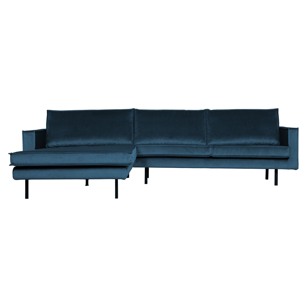 Kampinė sofa RODEO, prabangus aksomas, mėlyna spalva