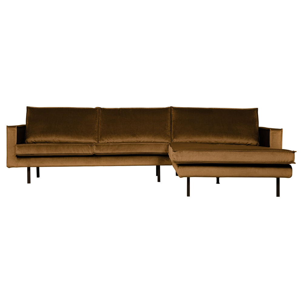 Kampinė sofa RODEO, prabangus aksomas, medaus spalva