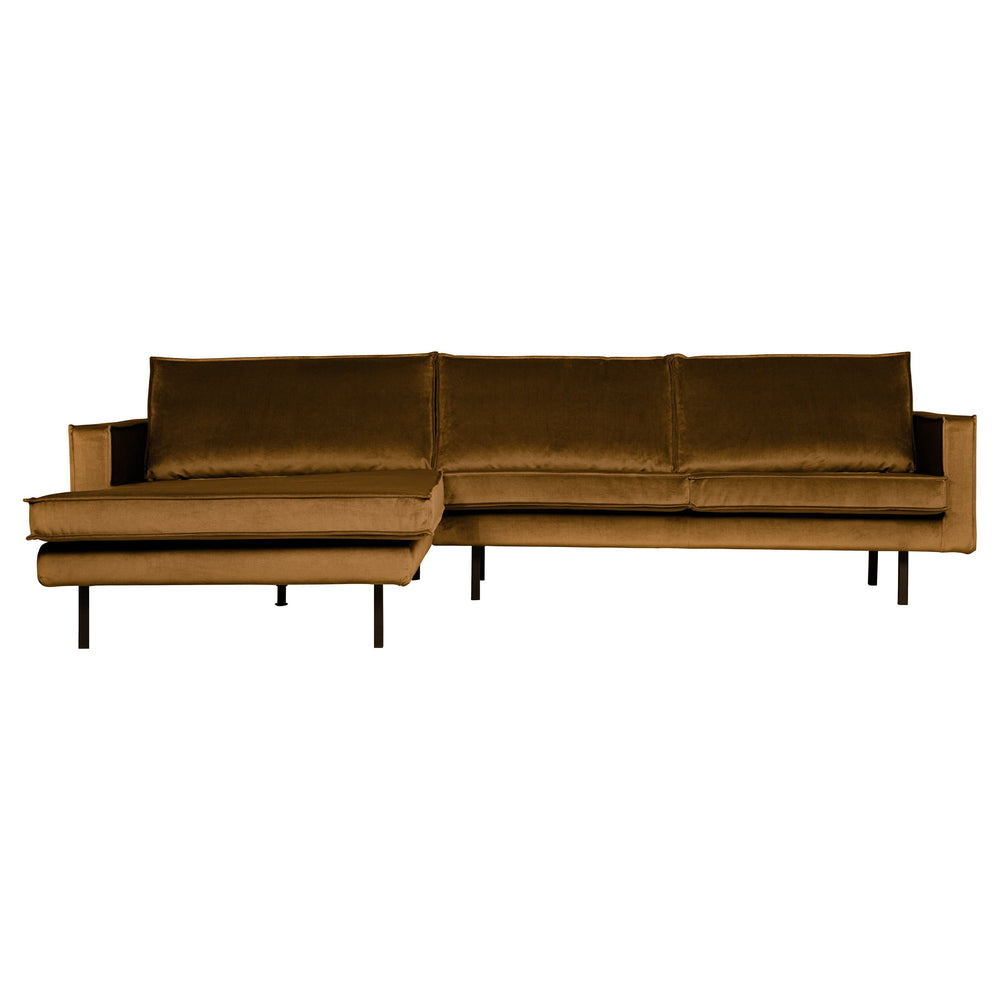 Kampinė sofa RODEO, prabangus aksomas, medaus spalva