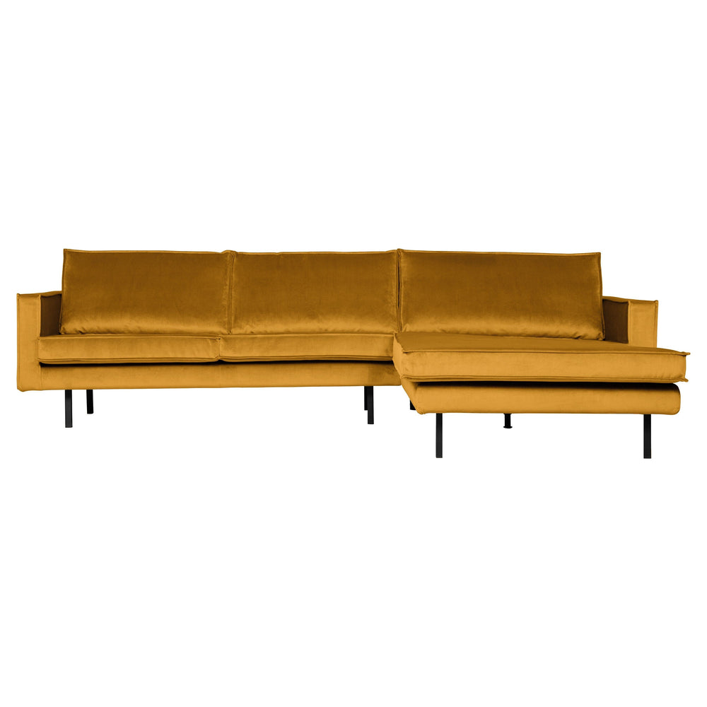 Kampinė sofa RODEO, prabangus aksomas, ochre spalva
