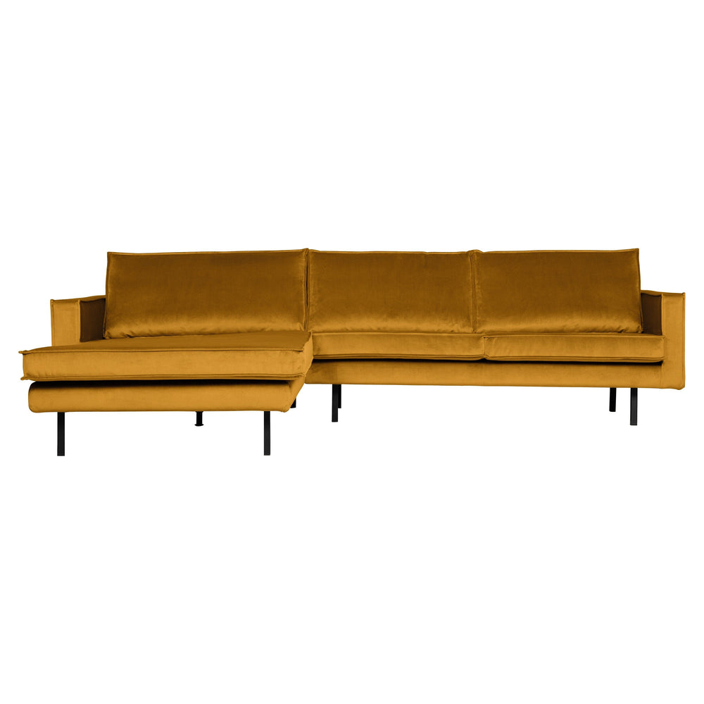 Kampinė sofa RODEO, prabangus aksomas, ochre spalva