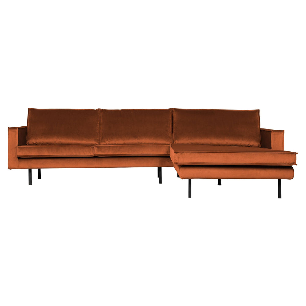 Kampinė sofa RODEO, prabangus aksomas, rūdžių spalva