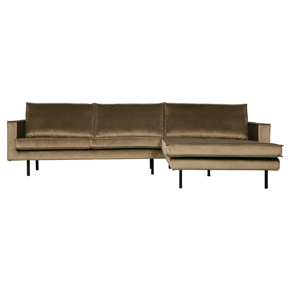 Kampinė sofa RODEO, prabangus aksomas, taupe spalva